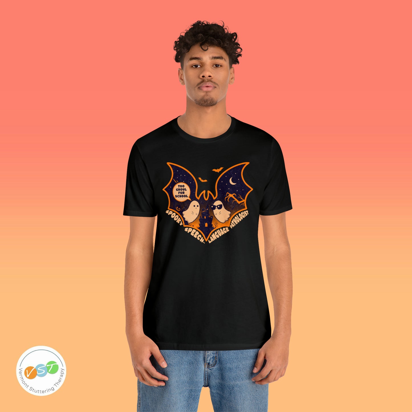 Too Ghoul for School Bat Halloween T-shirt for SLP