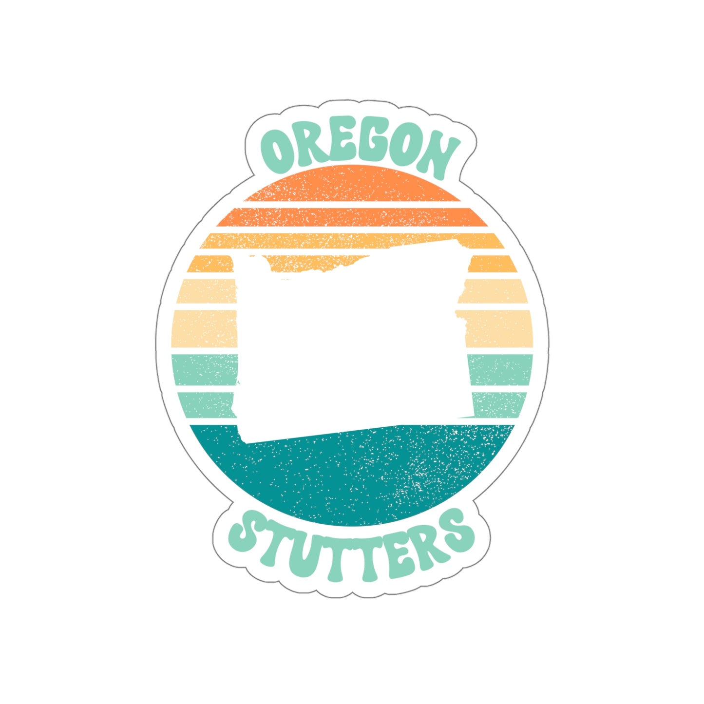 Oregon Stutters Retro Sun Sticker, 3", 4", 5" or 6"