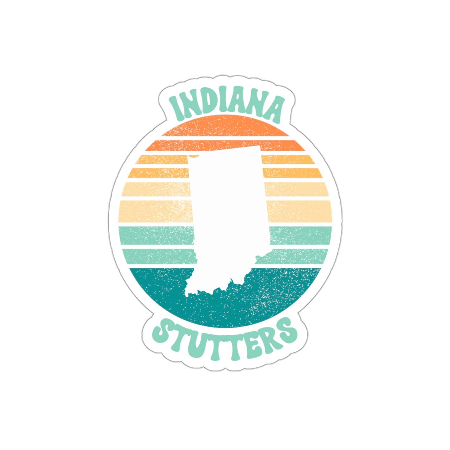 Indiana Stutters Retro Sun Sticker, 3", 4", 5" or 6"