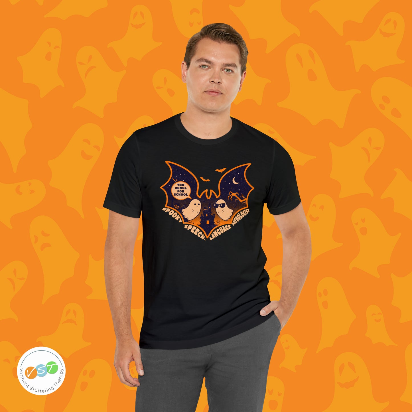 Too Ghoul for School Bat Halloween T-shirt for SLP
