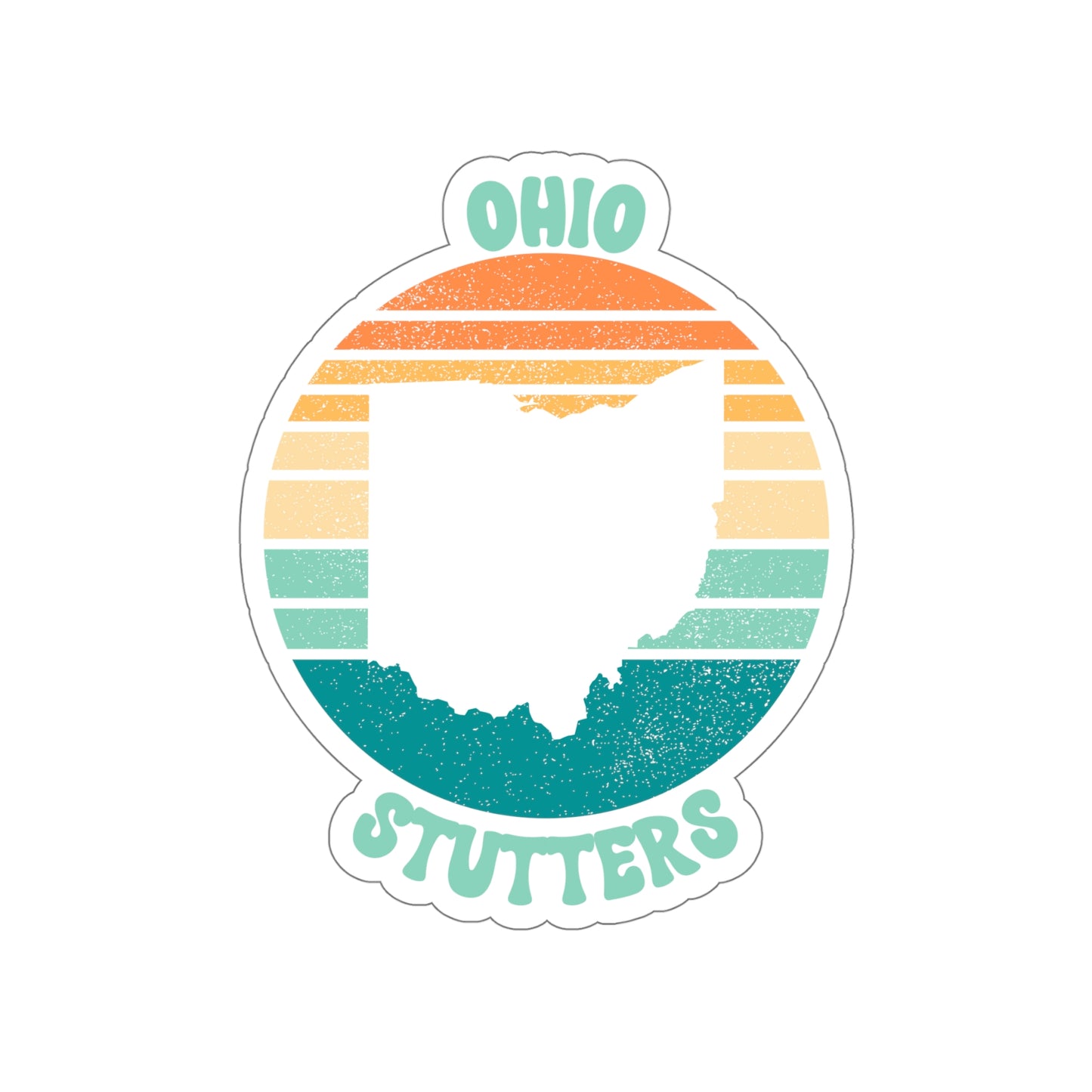 Ohio Stutters Retro Sun Sticker, 3", 4", 5" or 6"