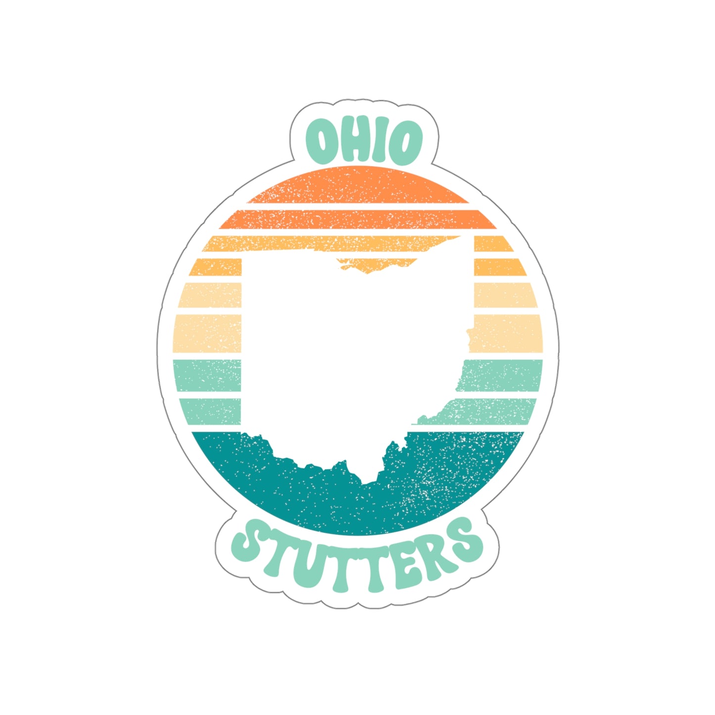 Ohio Stutters Retro Sun Sticker, 3", 4", 5" or 6"