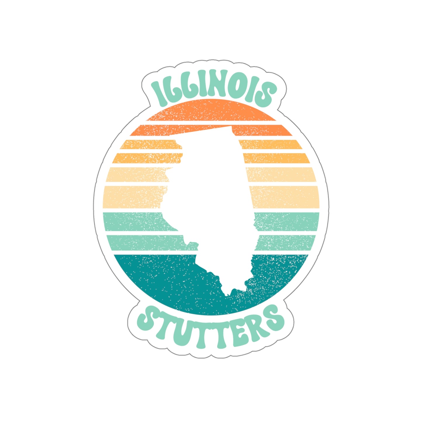 Illinois Stutters Retro Sun Sticker, 3", 4", 5" or 6"