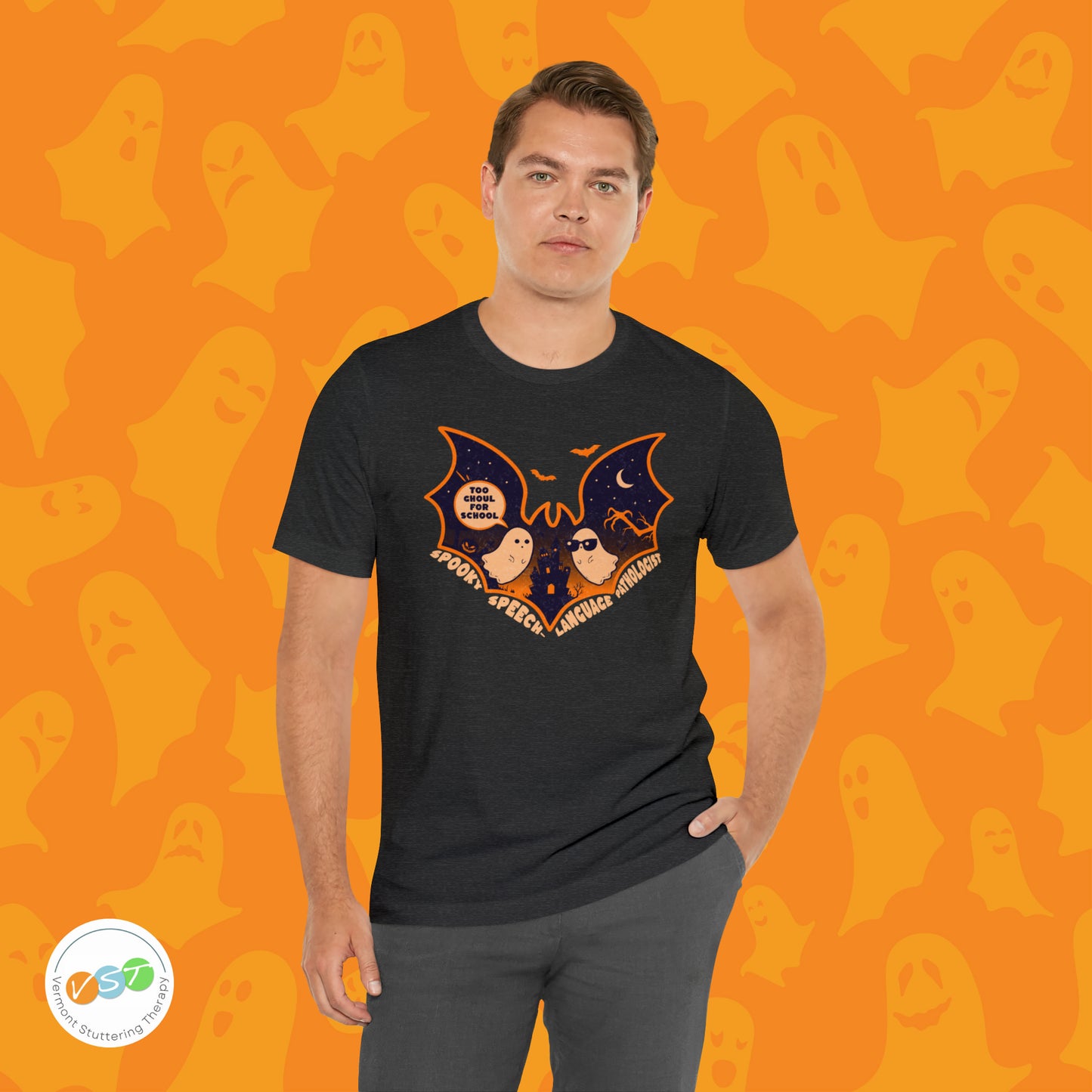Too Ghoul for School Bat Halloween T-shirt for SLP