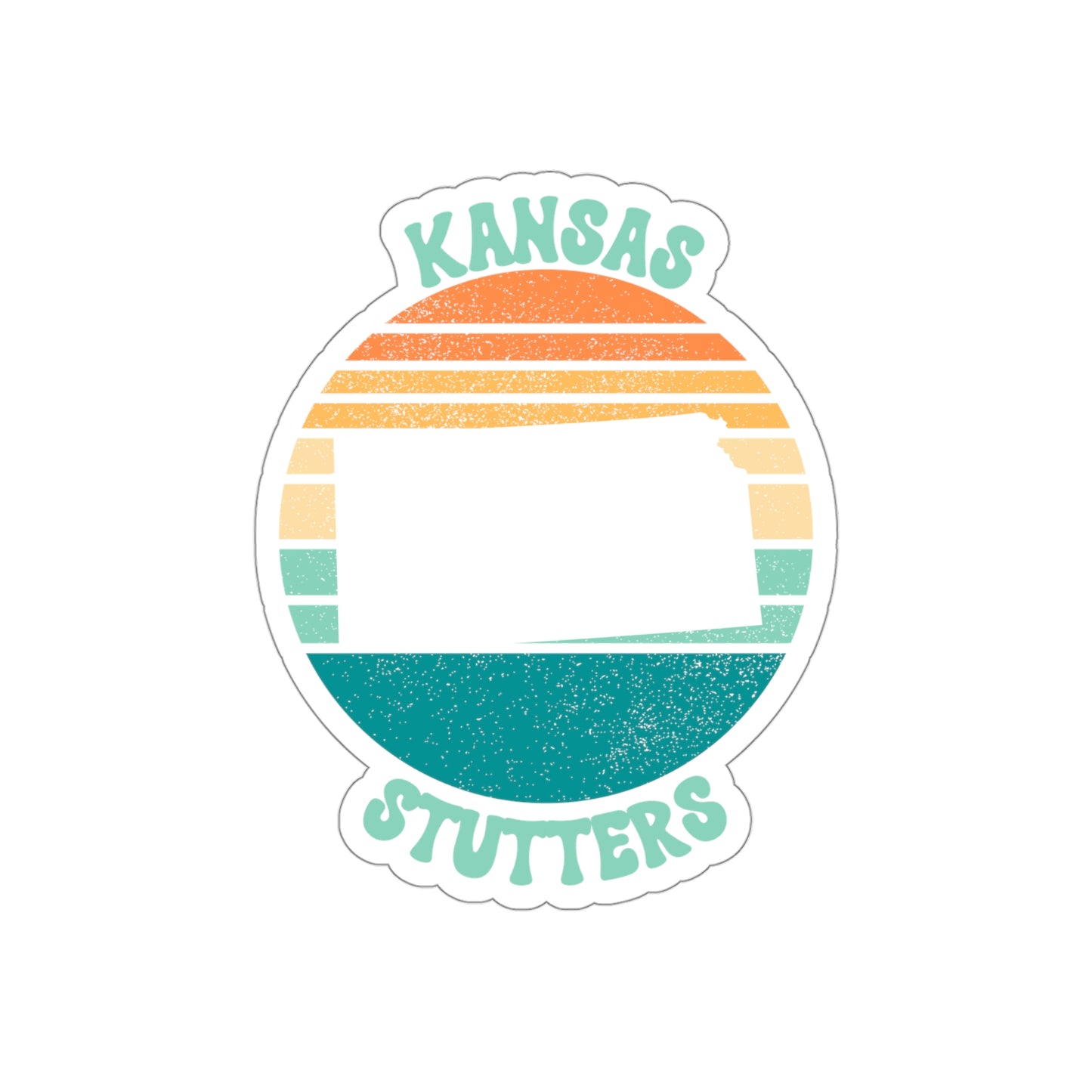 Kansas Stutters Retro Sun Sticker, 3", 4", 5" or 6"