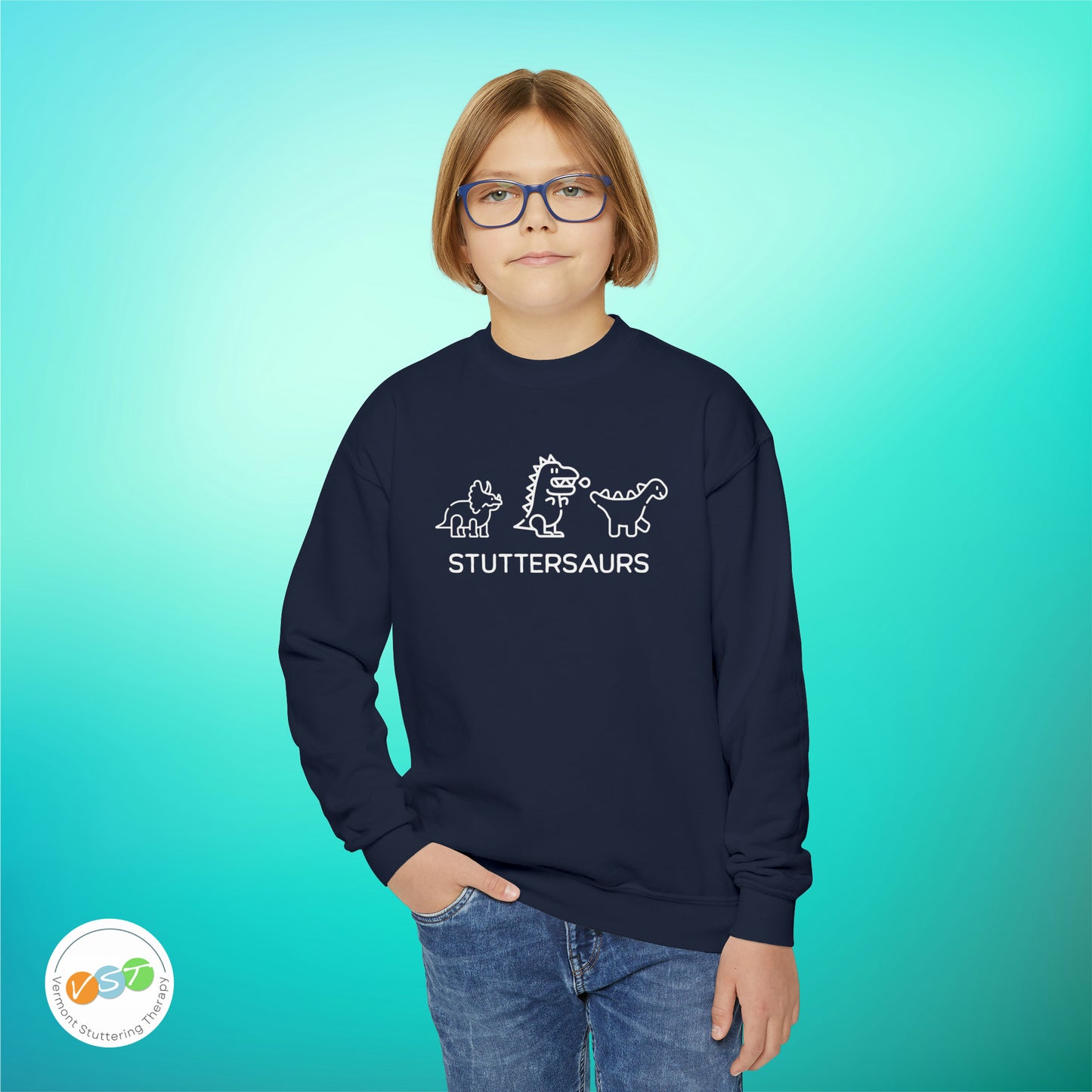 Stuttersaurs Dinosaur Stuttering Sweatshirt - Youth