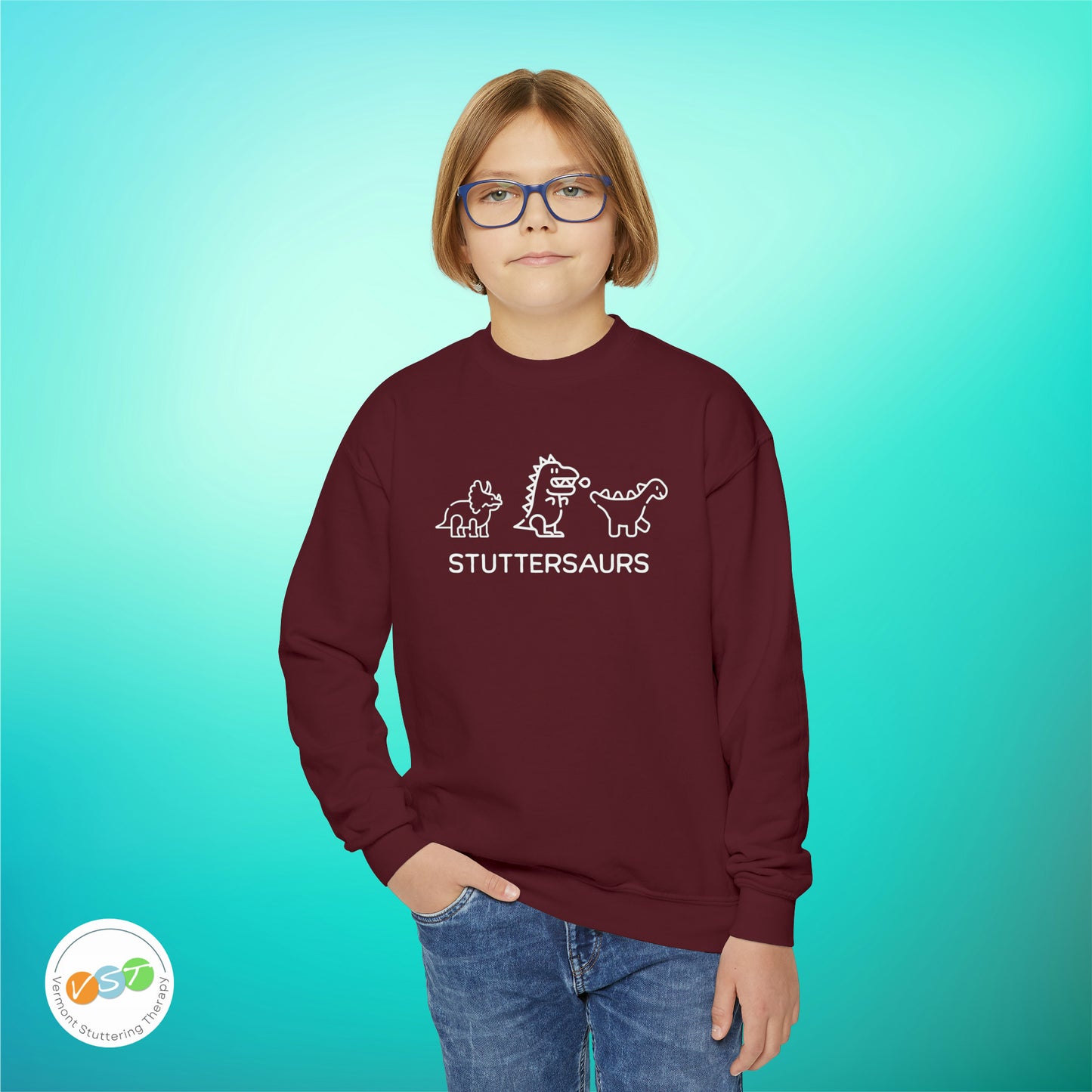 Stuttersaurs Dinosaur Stuttering Sweatshirt - Youth