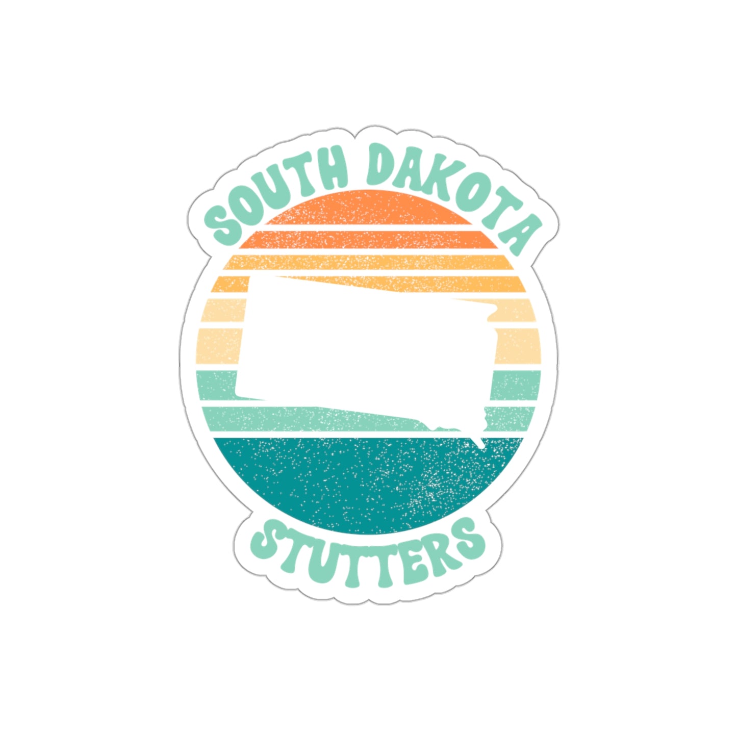 South Dakota Stutters Retro Sun Sticker, 3", 4", 5" or 6"