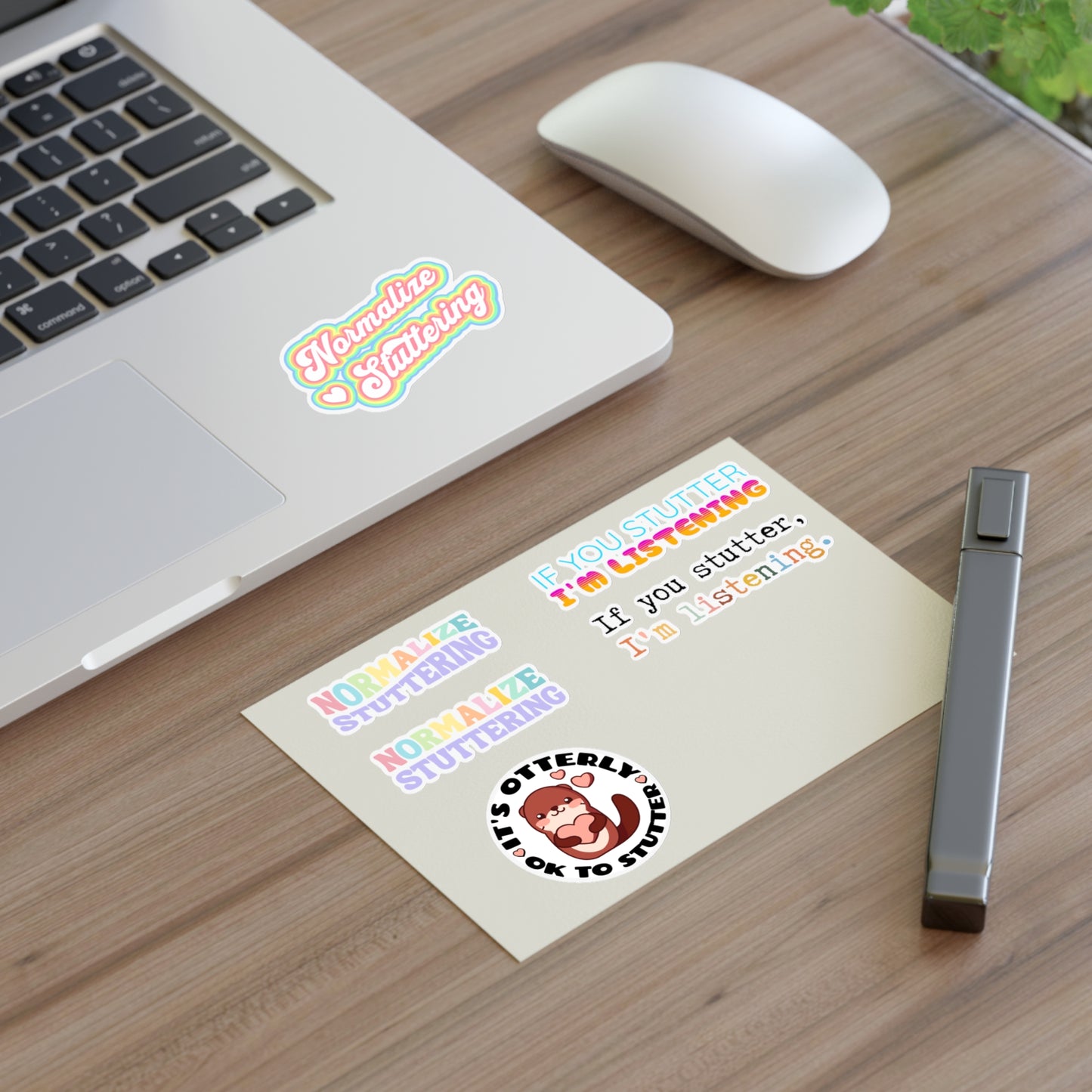 Six Normalize Stuttering Stickers on an 8.5 x 11" or 4 x 6" Sheet
