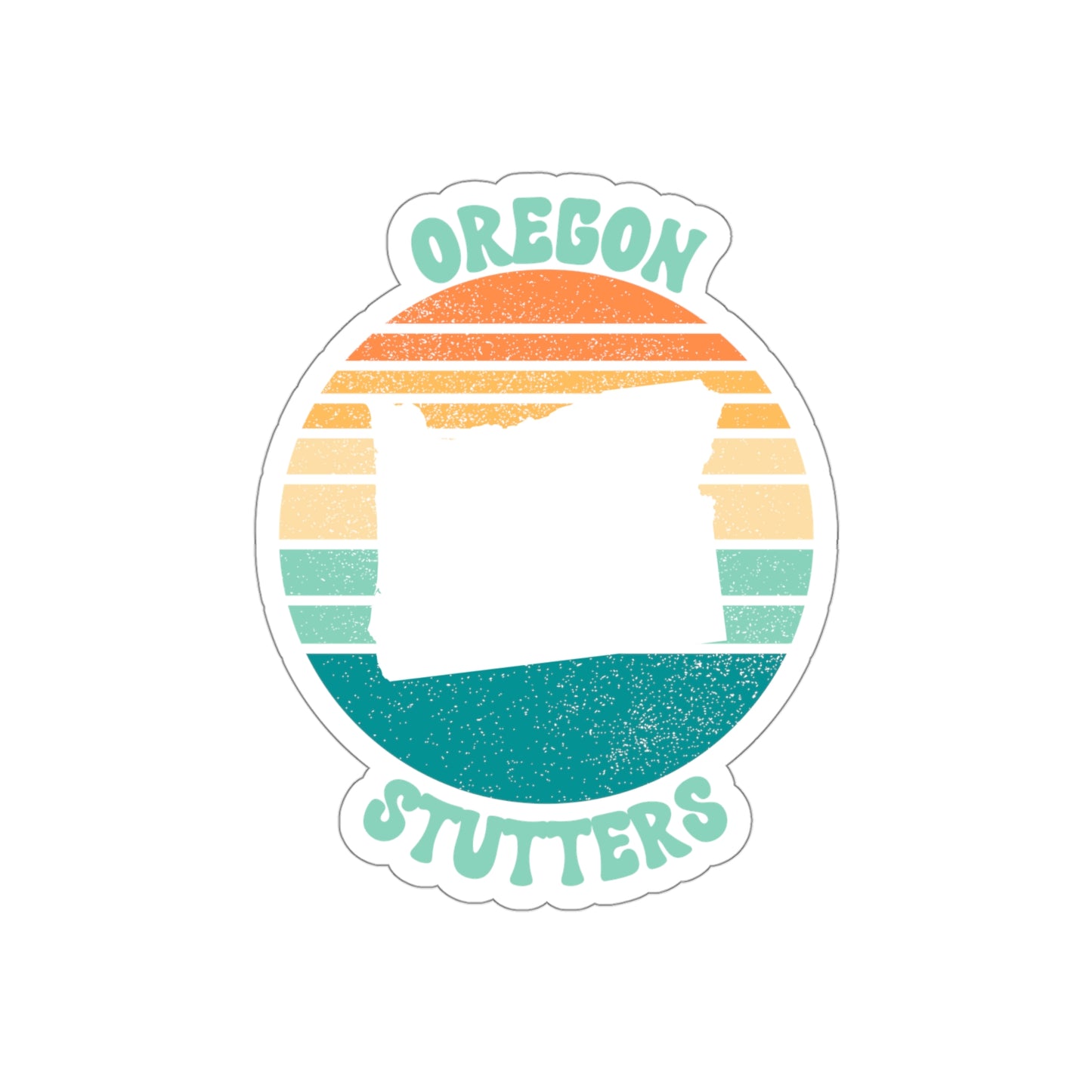 Oregon Stutters Retro Sun Sticker, 3", 4", 5" or 6"
