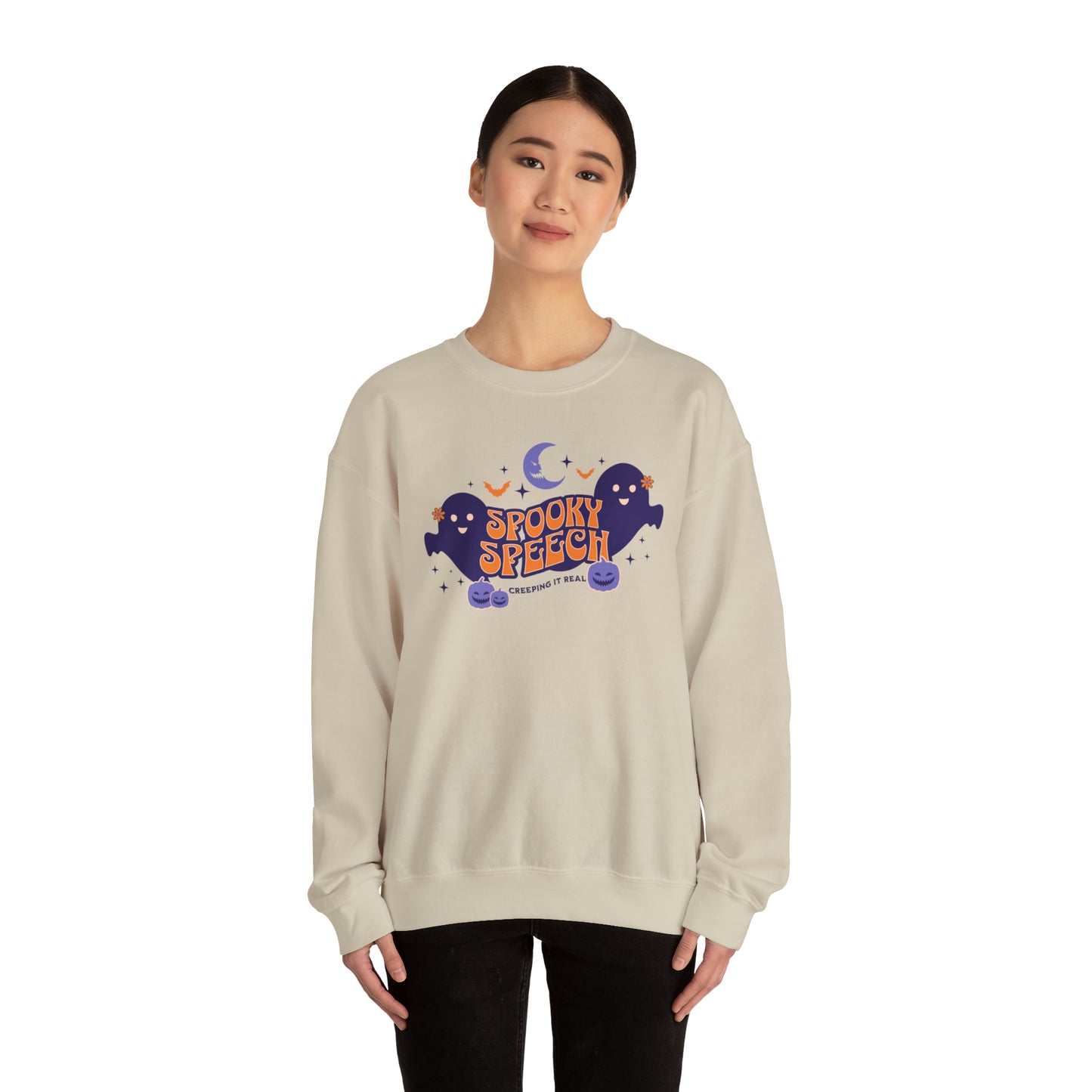 SLP Spooky Speech Creeping It Real Halloween Sweatshirt