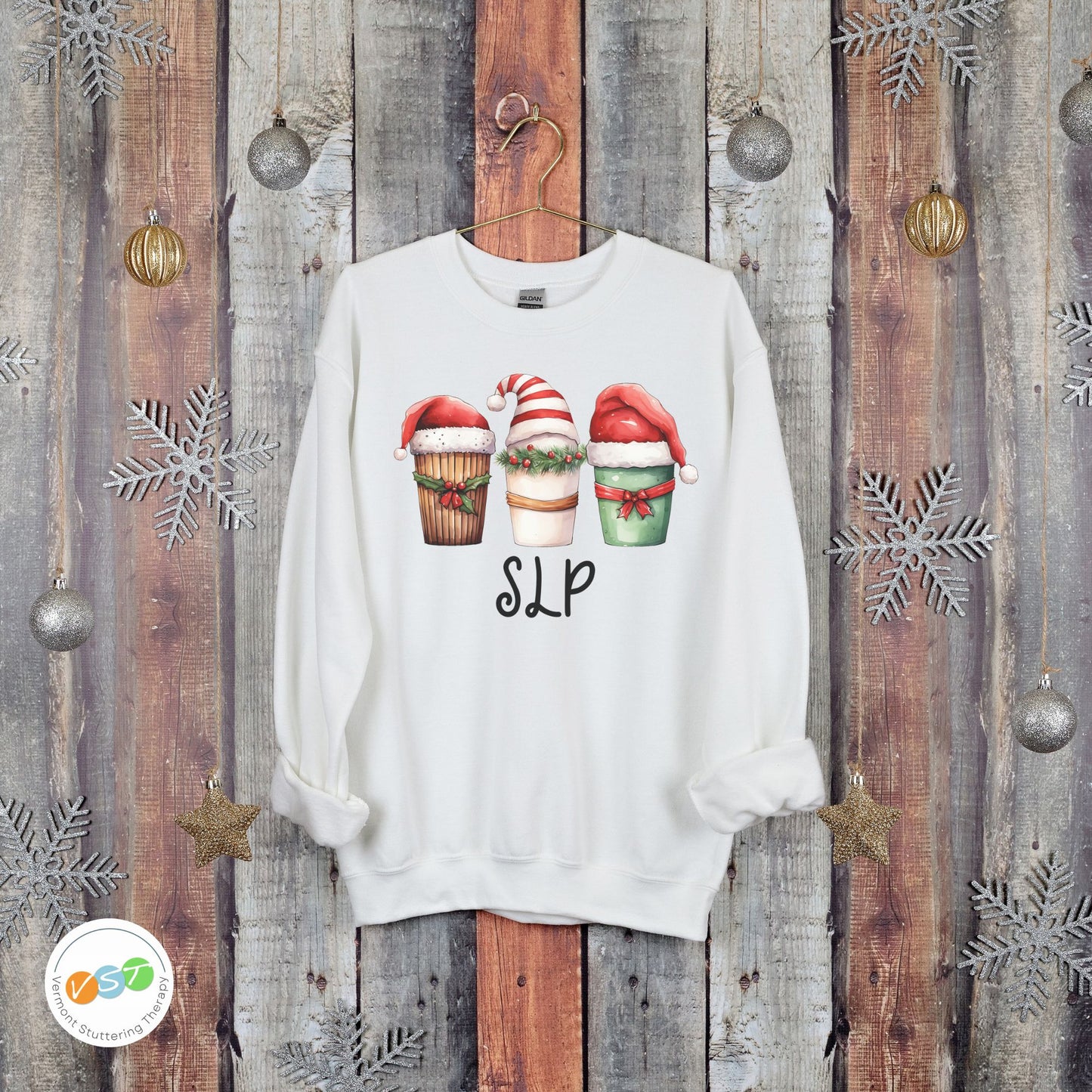 Cute SLP Christmas Coffee Santa Hat Sweatshirt