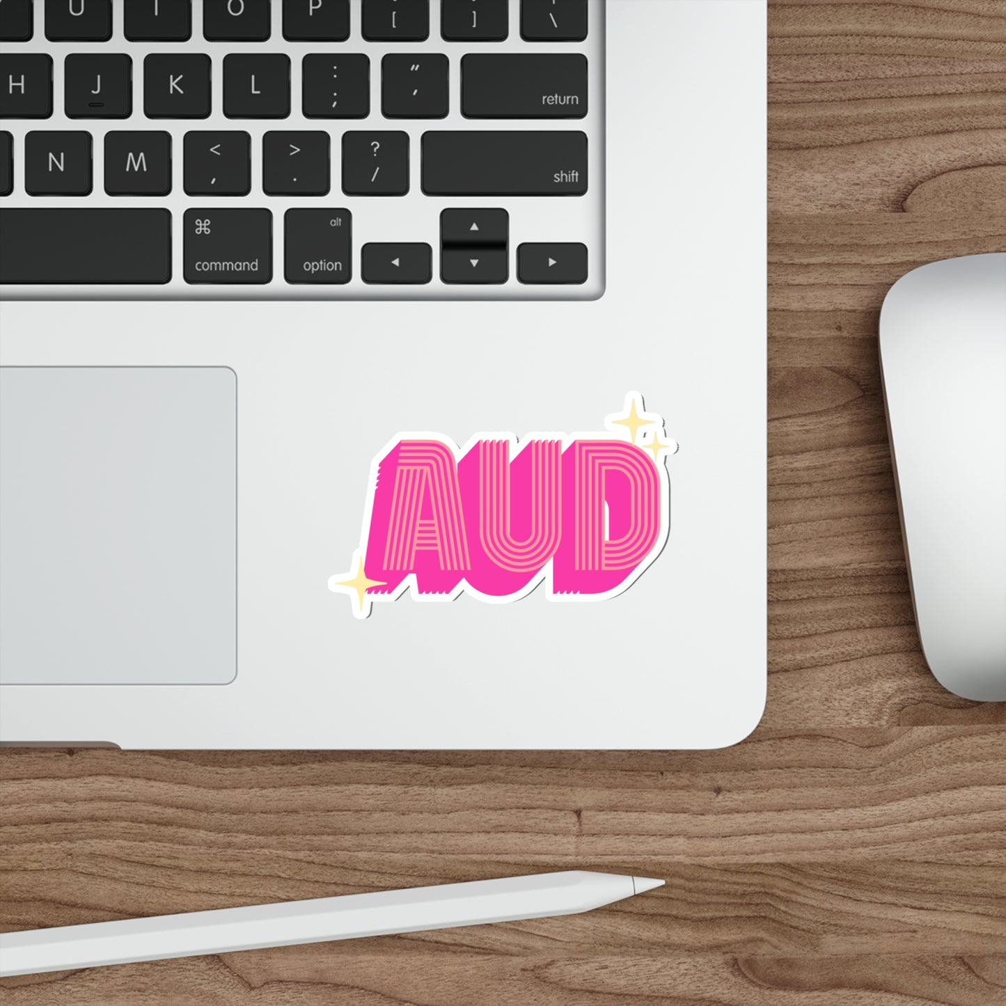 AUD Pink Retro Sticker for Audiologist, 2" 3" 4" or 5"