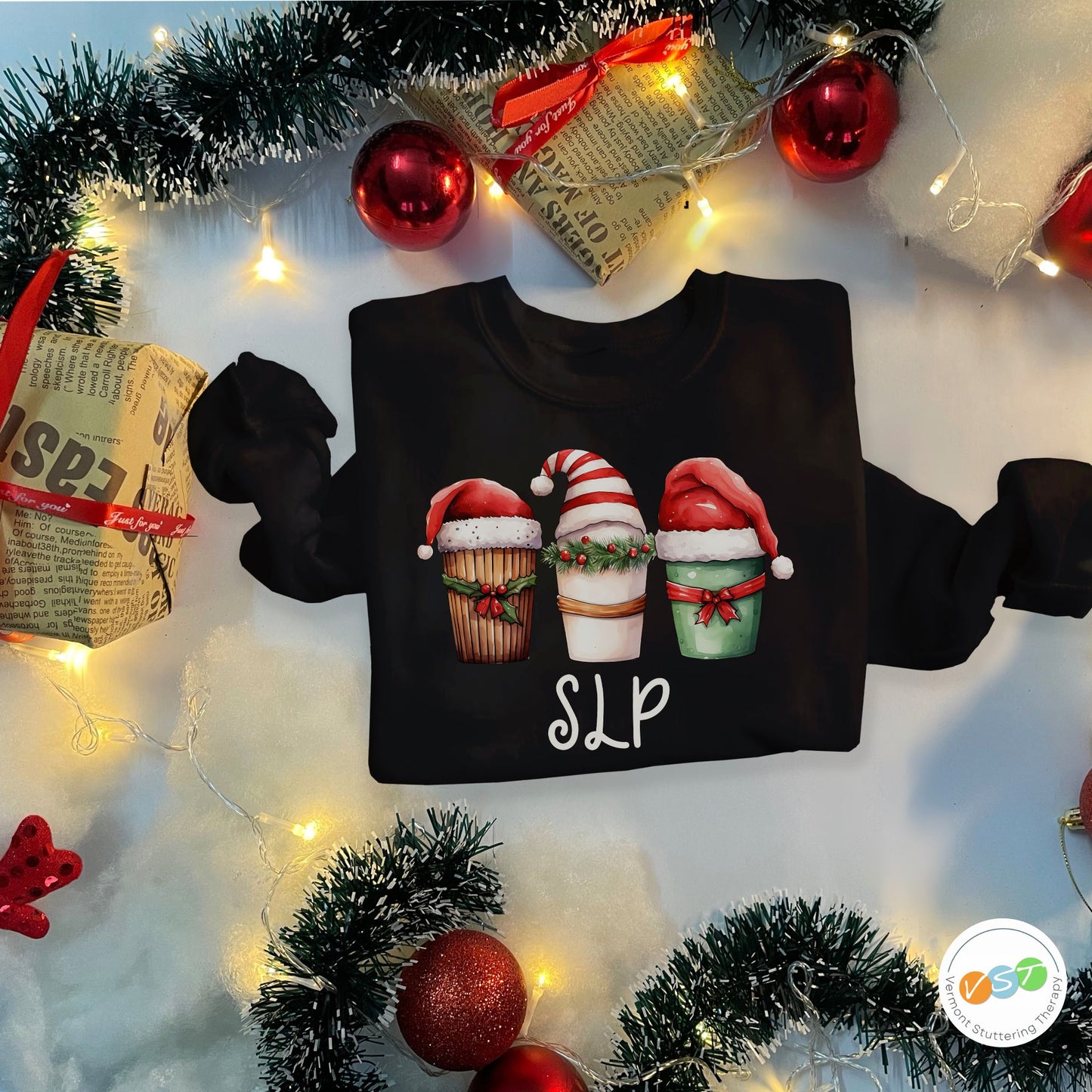 Cute SLP Christmas Coffee Santa Hat Sweatshirt