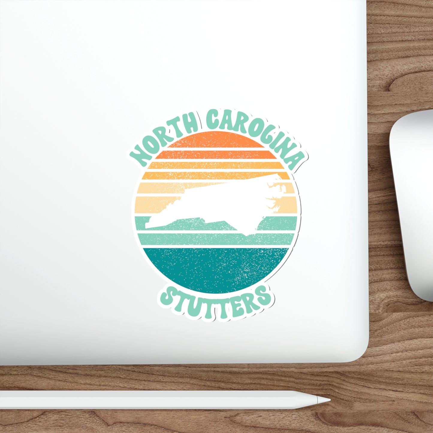 North Carolina Stutters Retro Sun Sticker, 3", 4", 5" or 6"