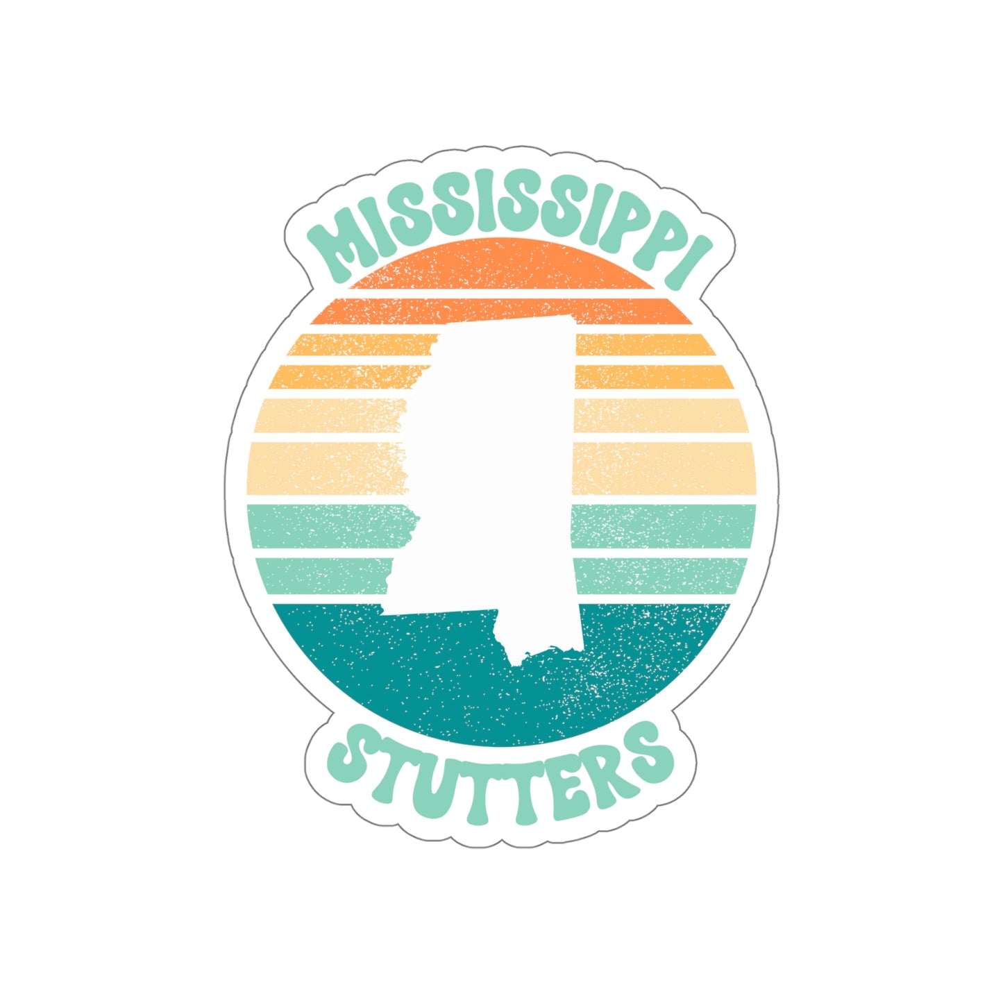 Mississippi Stutters Retro Sun Sticker, 3", 4", 5" or 6"