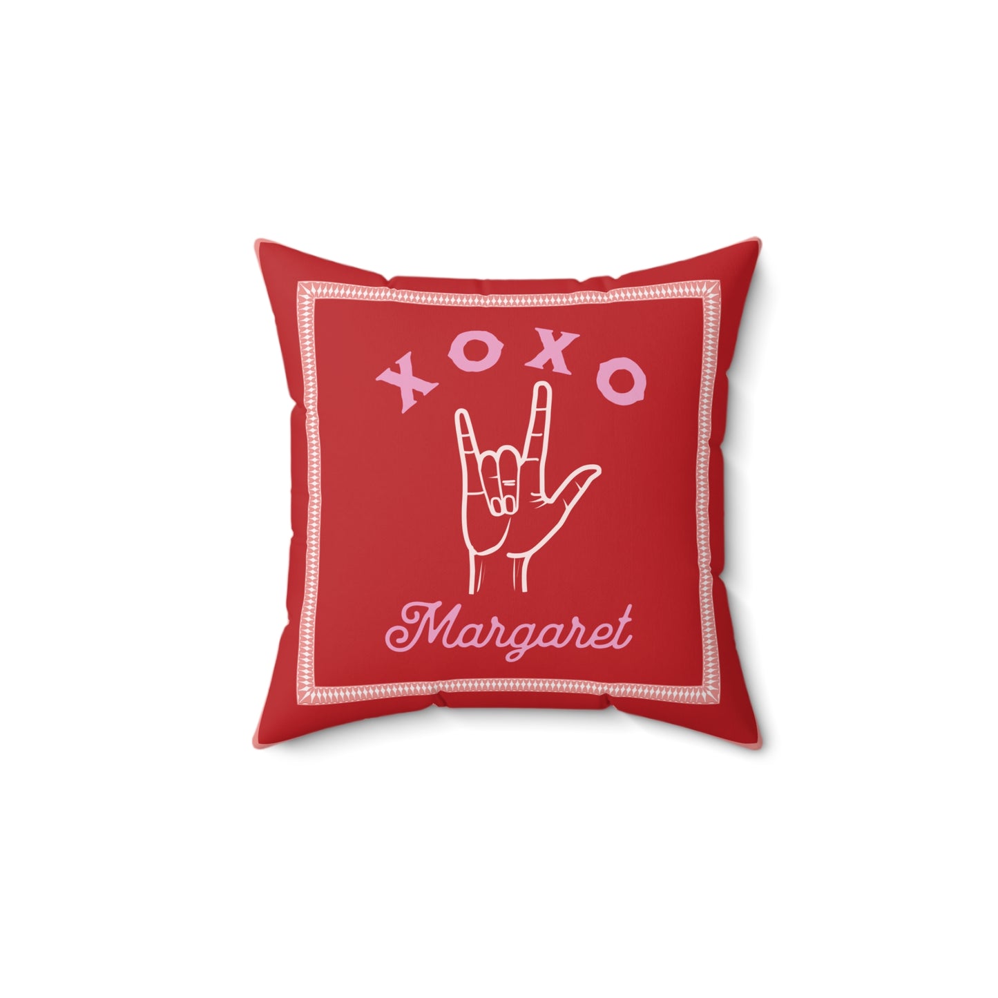 Valentine's Day Custom Name Pillow - ASL I Love You Square Pillow V-Day Gift for Her