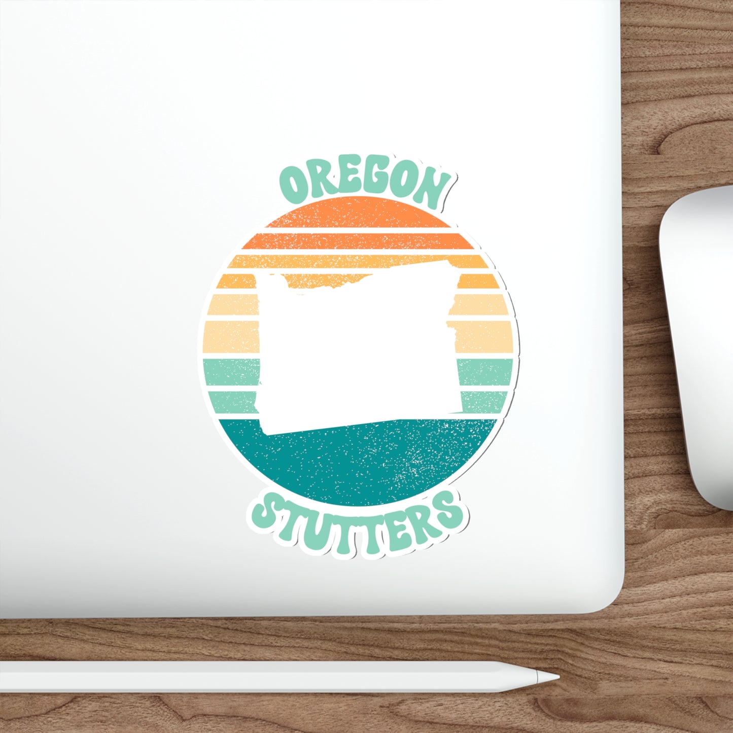 Oregon Stutters Retro Sun Sticker, 3", 4", 5" or 6"