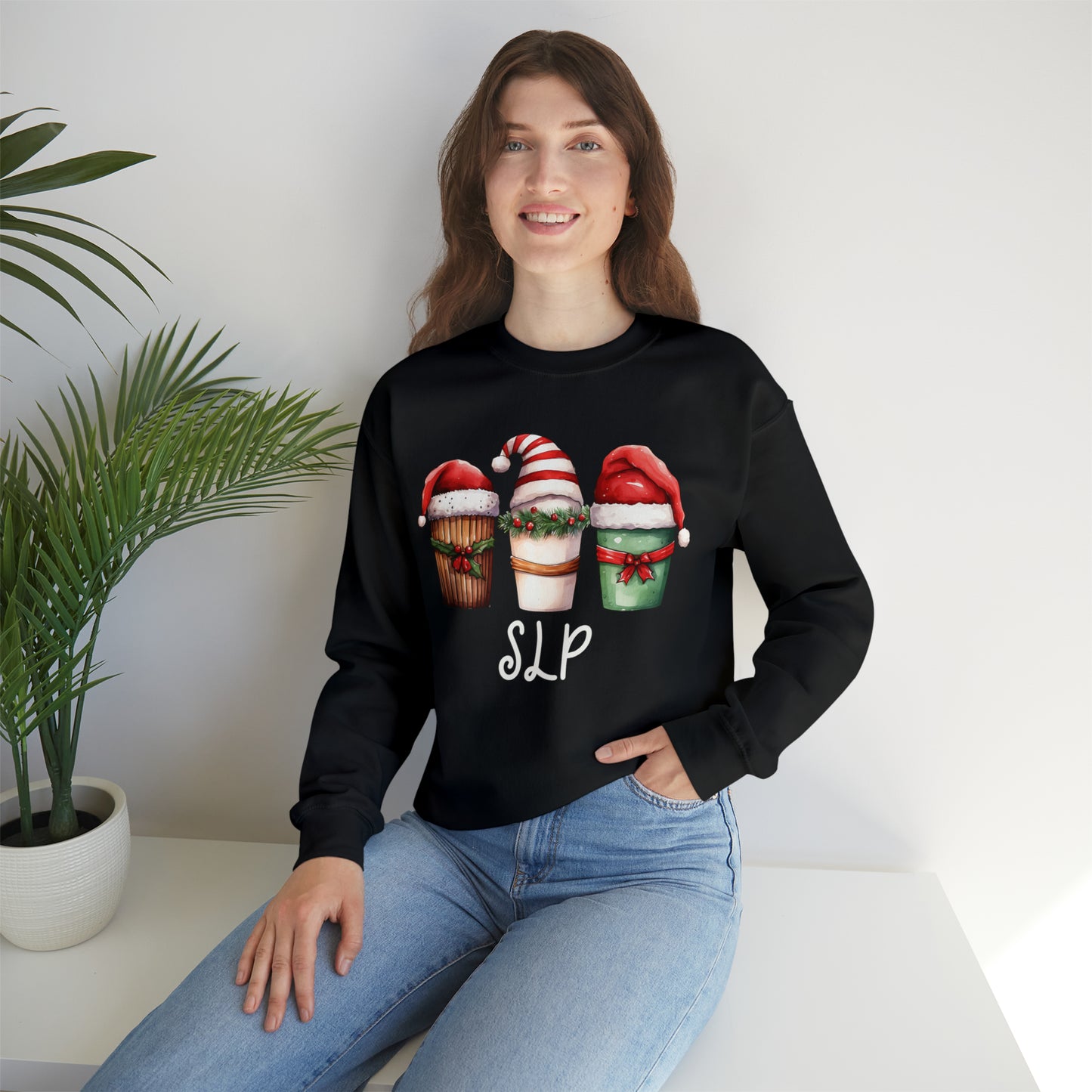 Cute SLP Christmas Coffee Santa Hat Sweatshirt