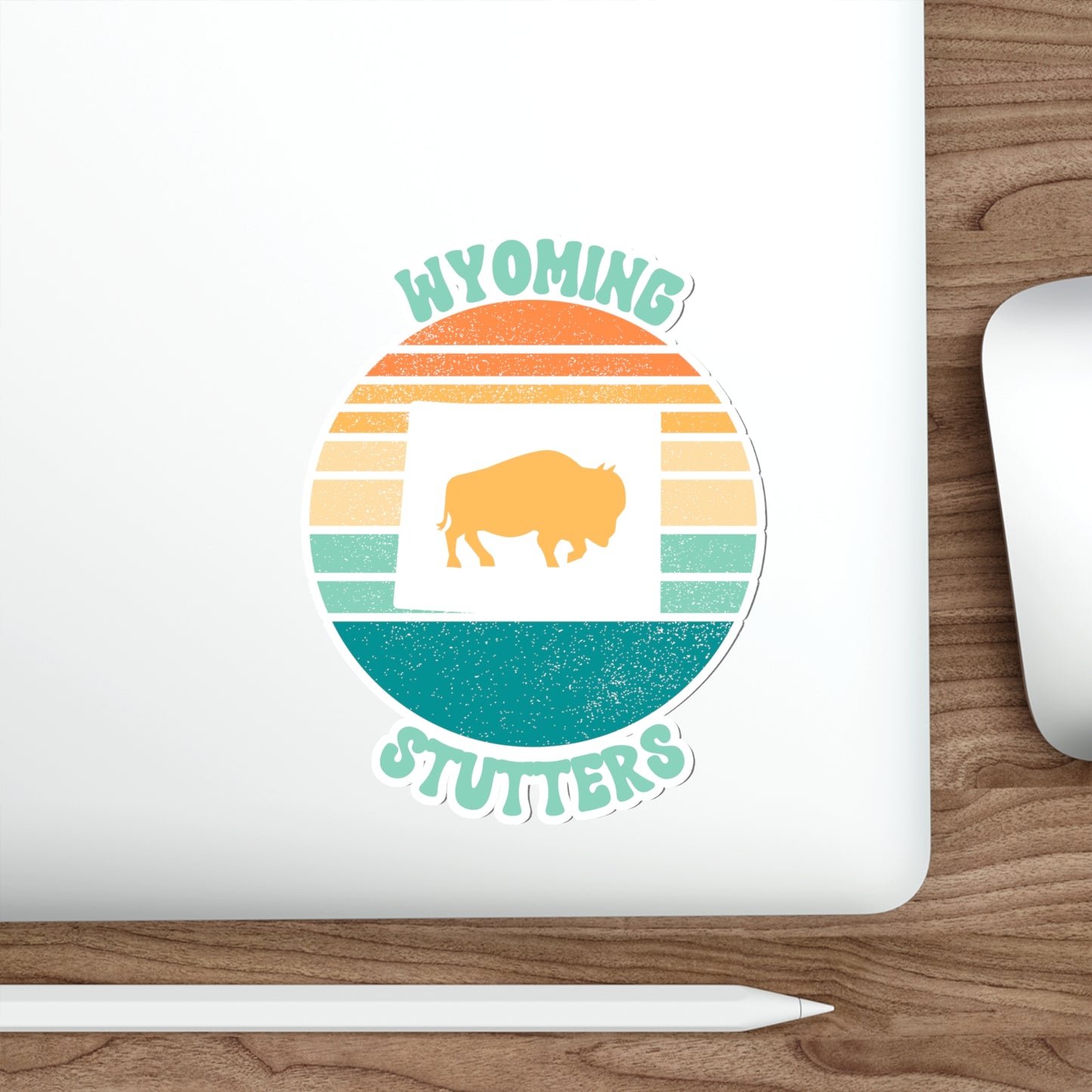 Wyoming Stutters Retro Sun Sticker, 3", 4", 5" or 6"