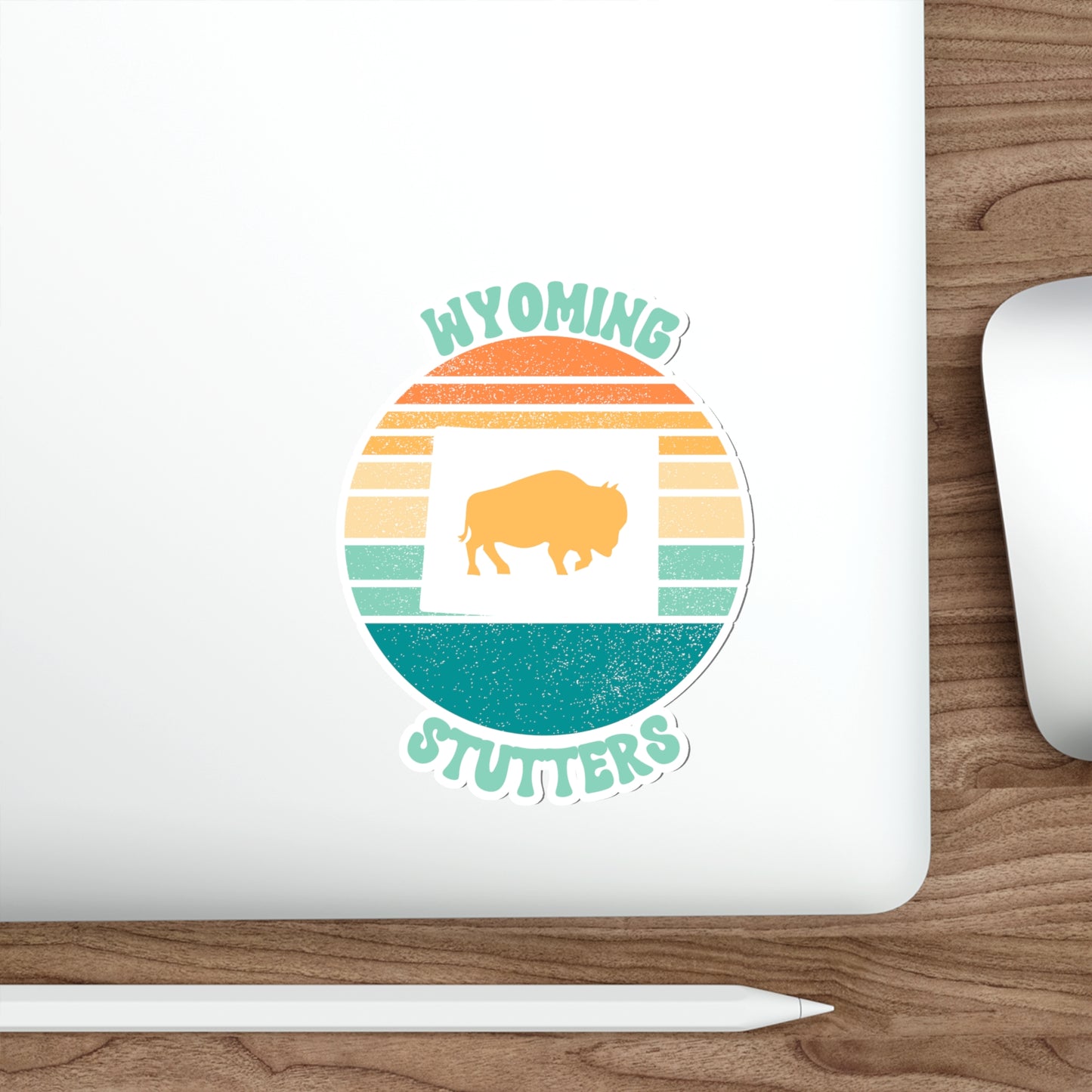 Wyoming Stutters Retro Sun Sticker, 3", 4", 5" or 6"