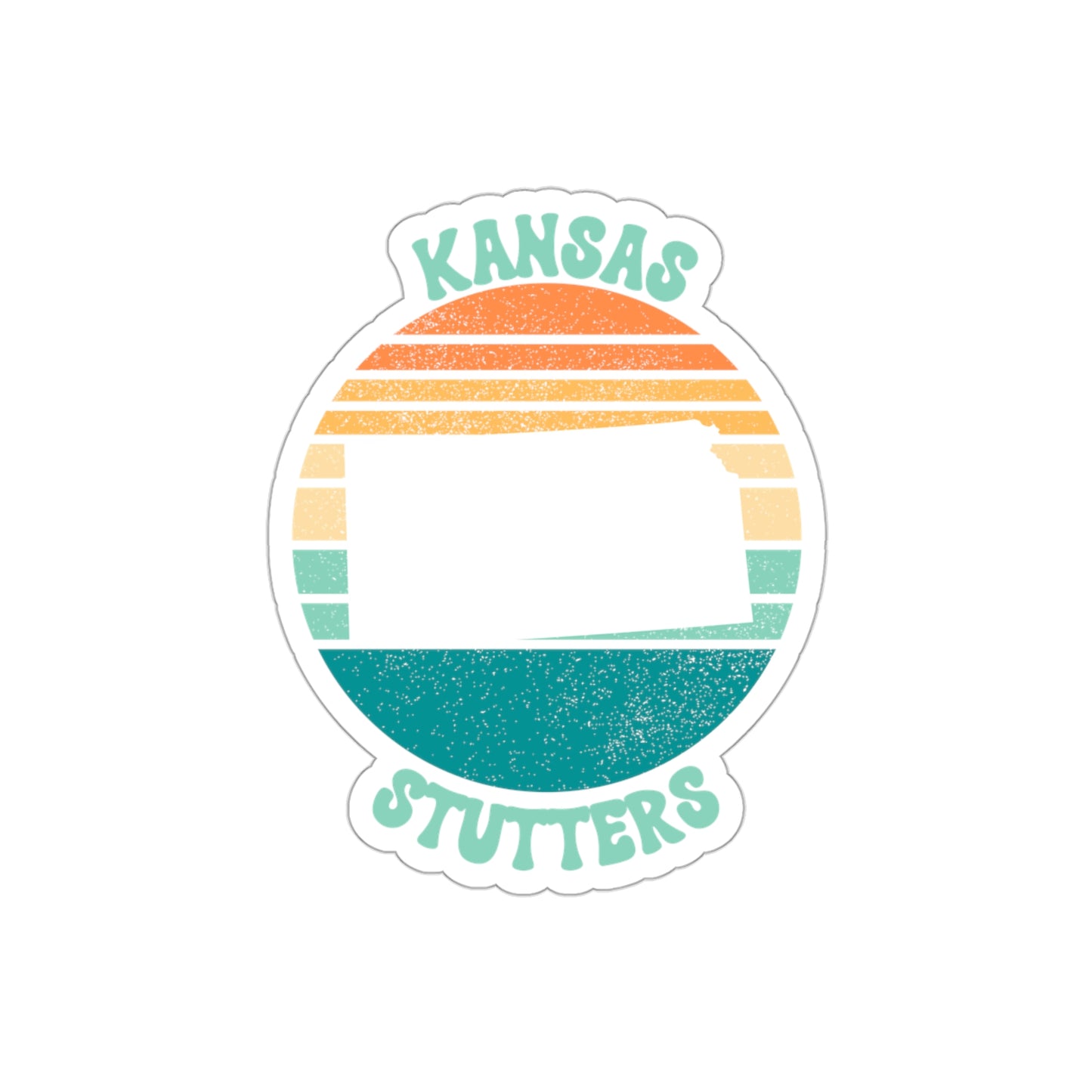 Kansas Stutters Retro Sun Sticker, 3", 4", 5" or 6"