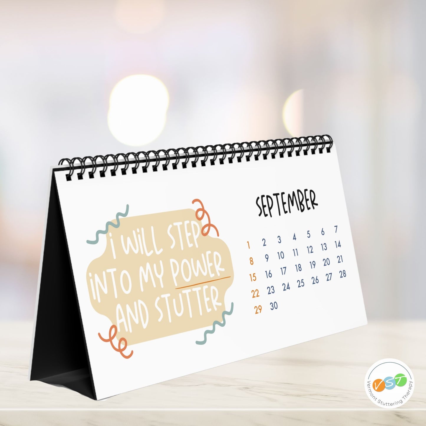 Stuttering Affirmation Motivational Quotes Monthly Desk Calendar 2024