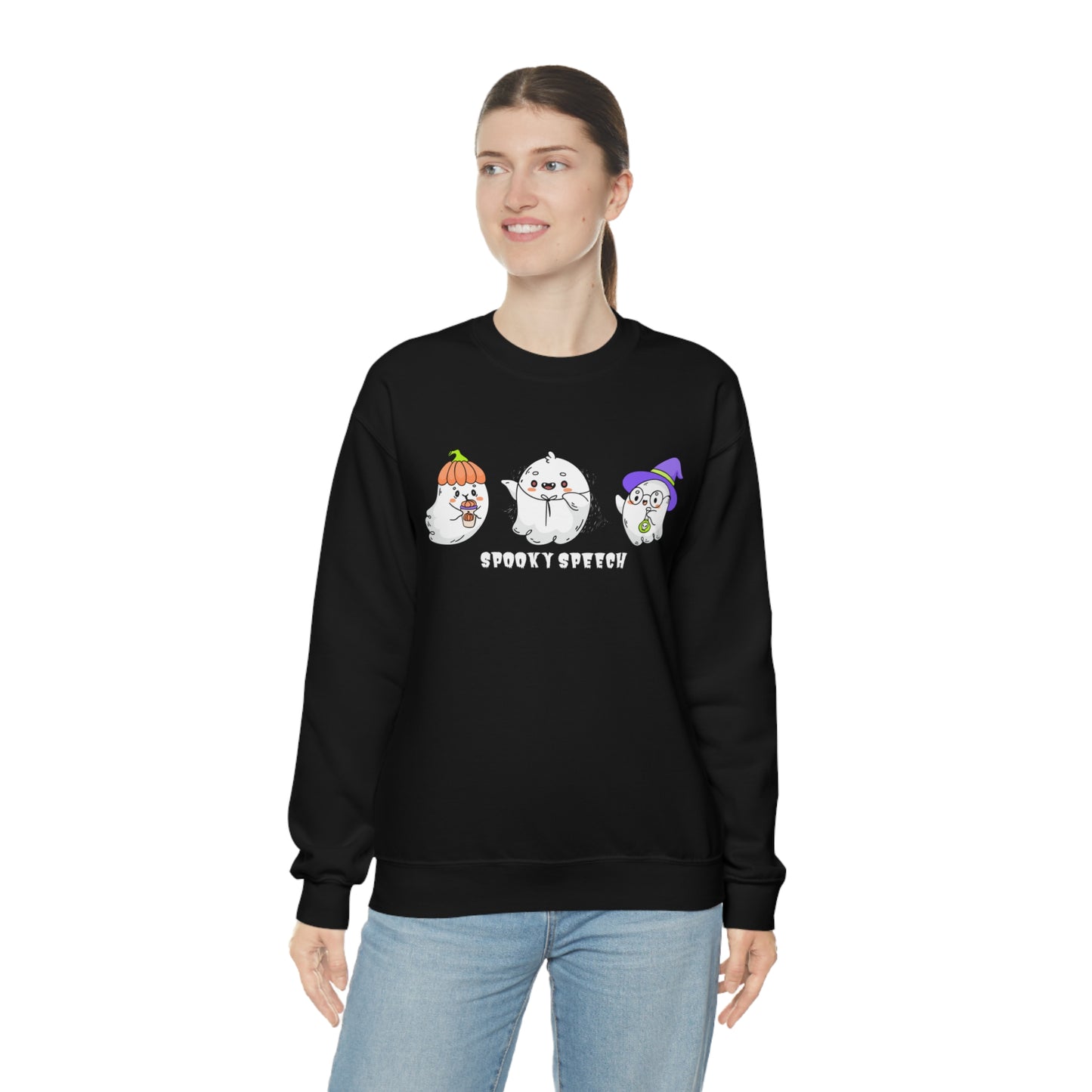 Spooky Speech Cute Ghosts Halloween Sweatshirt for SLP or SLPA