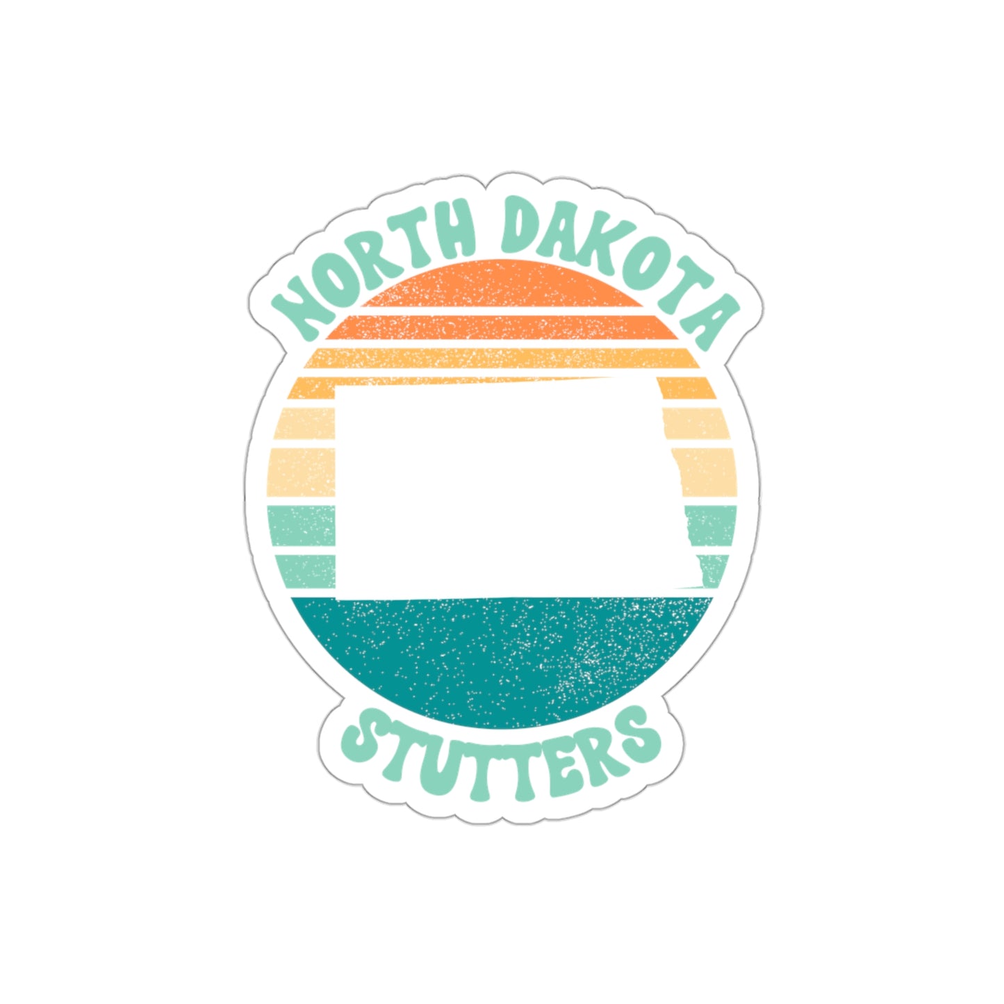 North Dakota Stutters Retro Sun Sticker, 3", 4", 5" or 6"