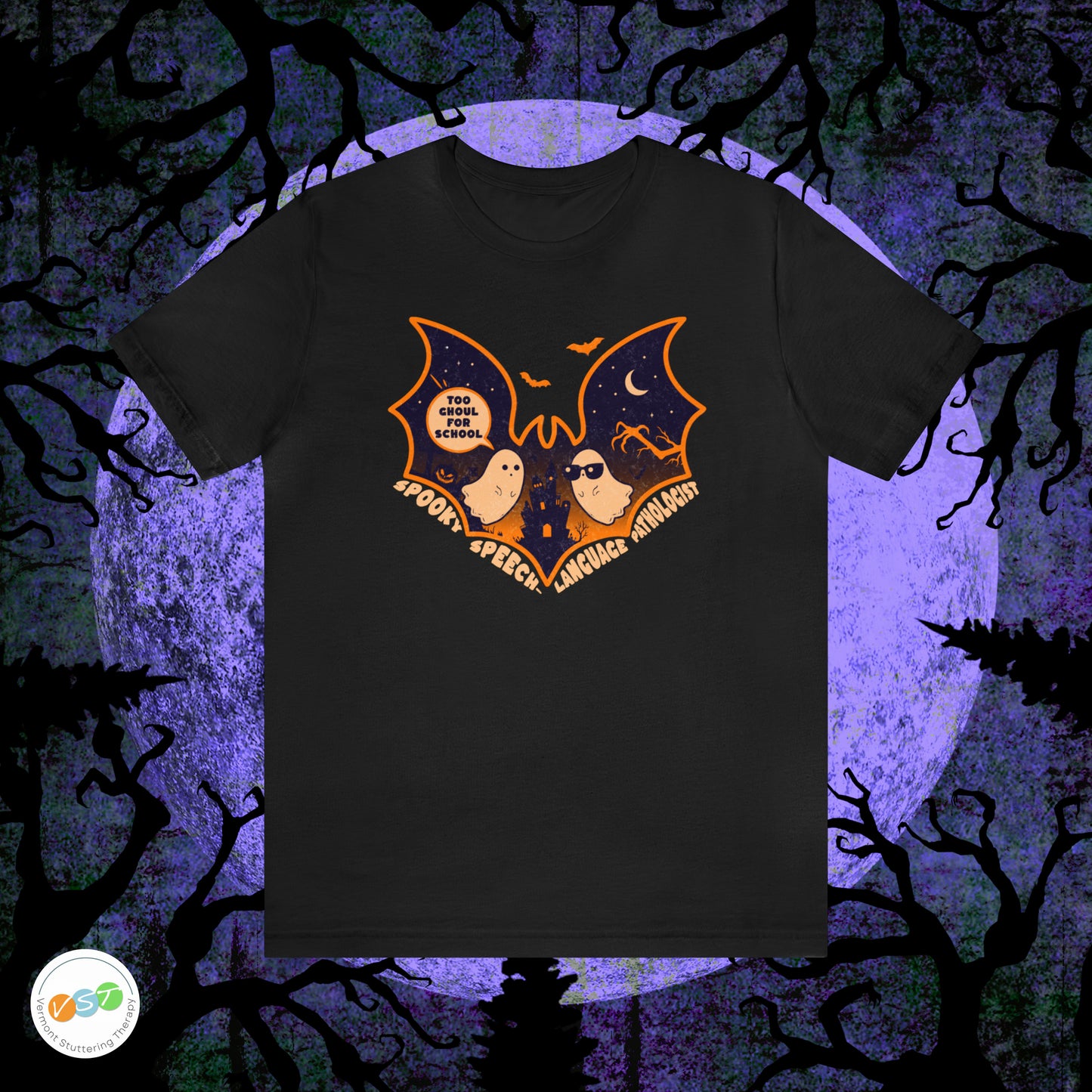 Too Ghoul for School Bat Halloween T-shirt for SLP