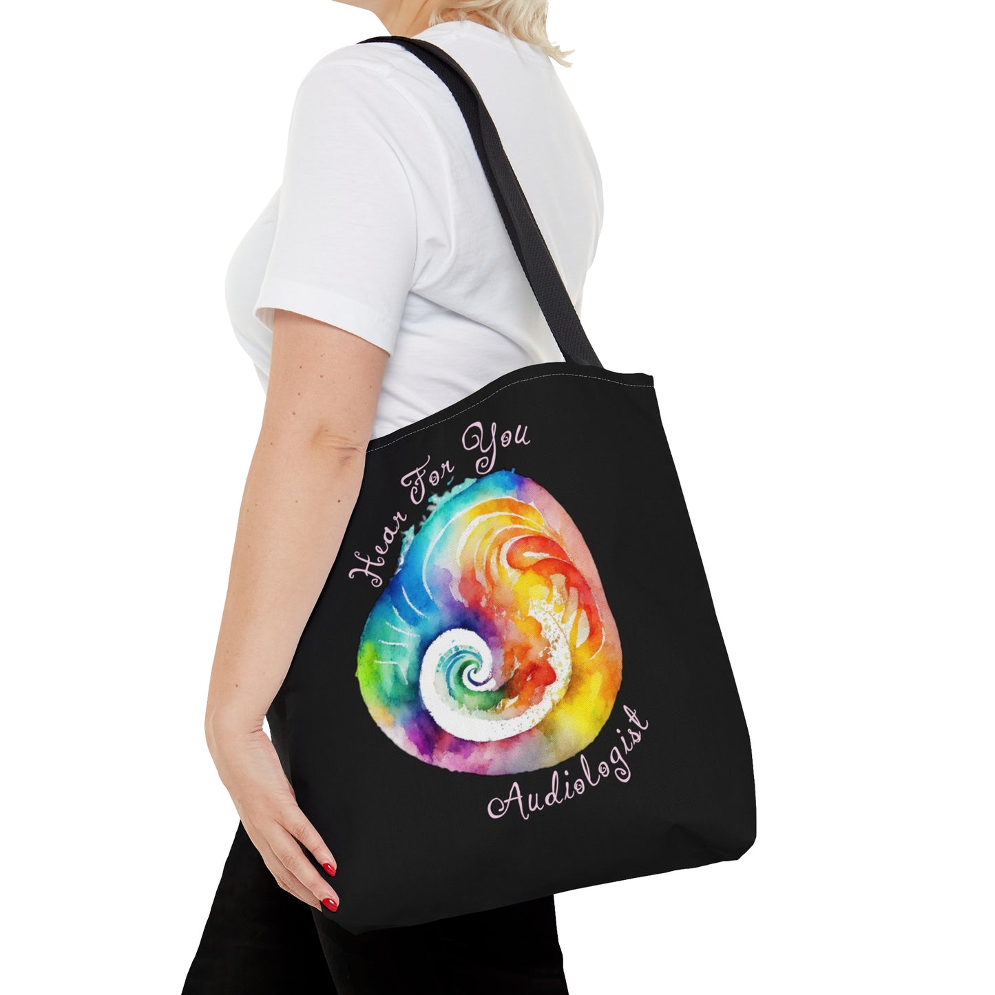 Hear for You Abstract Cochlea Audiology Tote Bag - Black