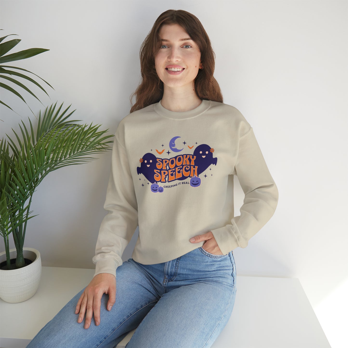 SLP Spooky Speech Creeping It Real Halloween Sweatshirt