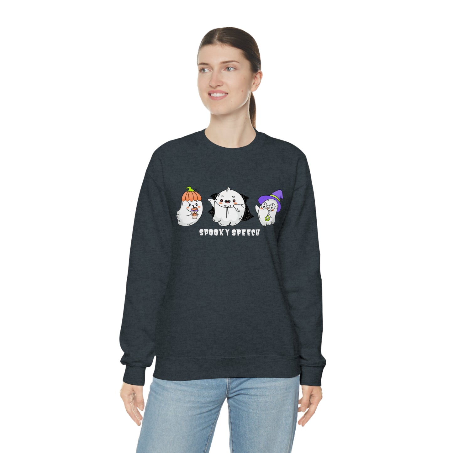 Spooky Speech Cute Ghosts Halloween Sweatshirt for SLP or SLPA