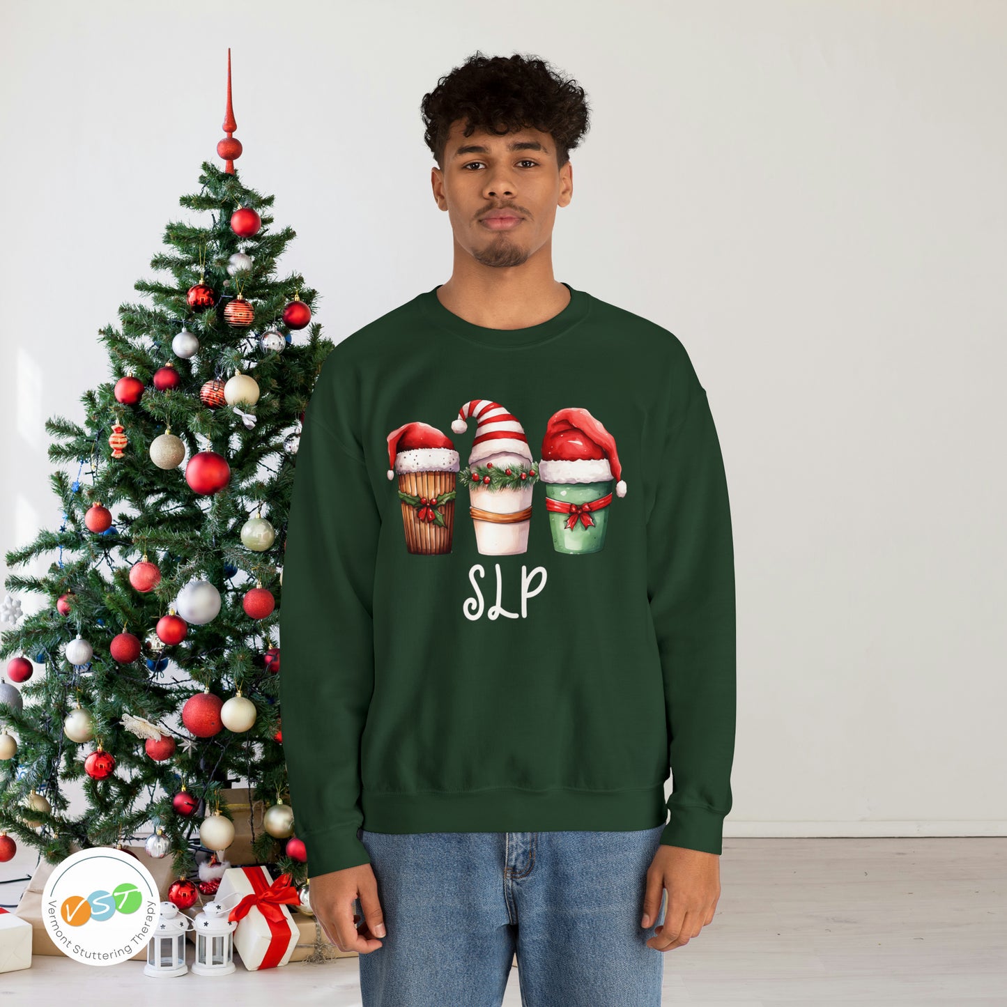 Cute SLP Christmas Coffee Santa Hat Sweatshirt