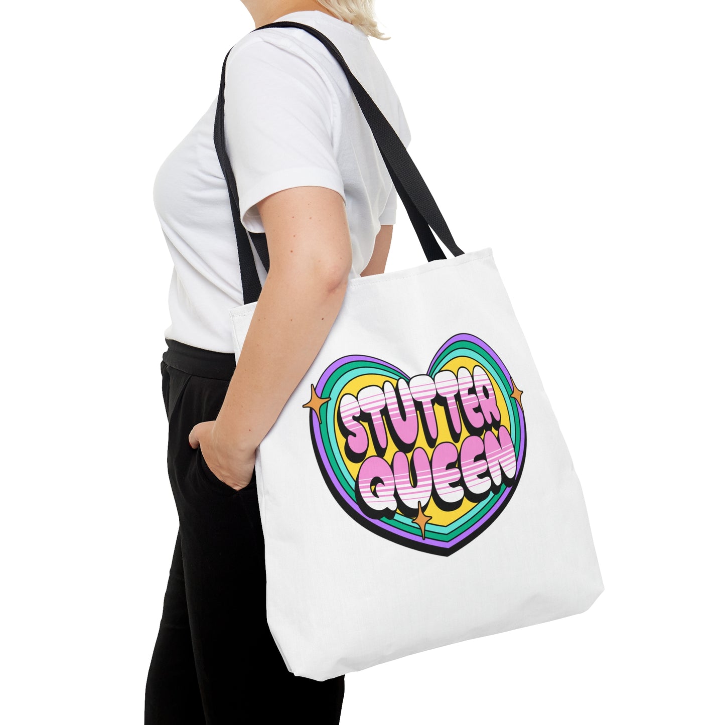 Stuttering Queen Cute Heart Tote Bag Gift for Woman Who Stutters