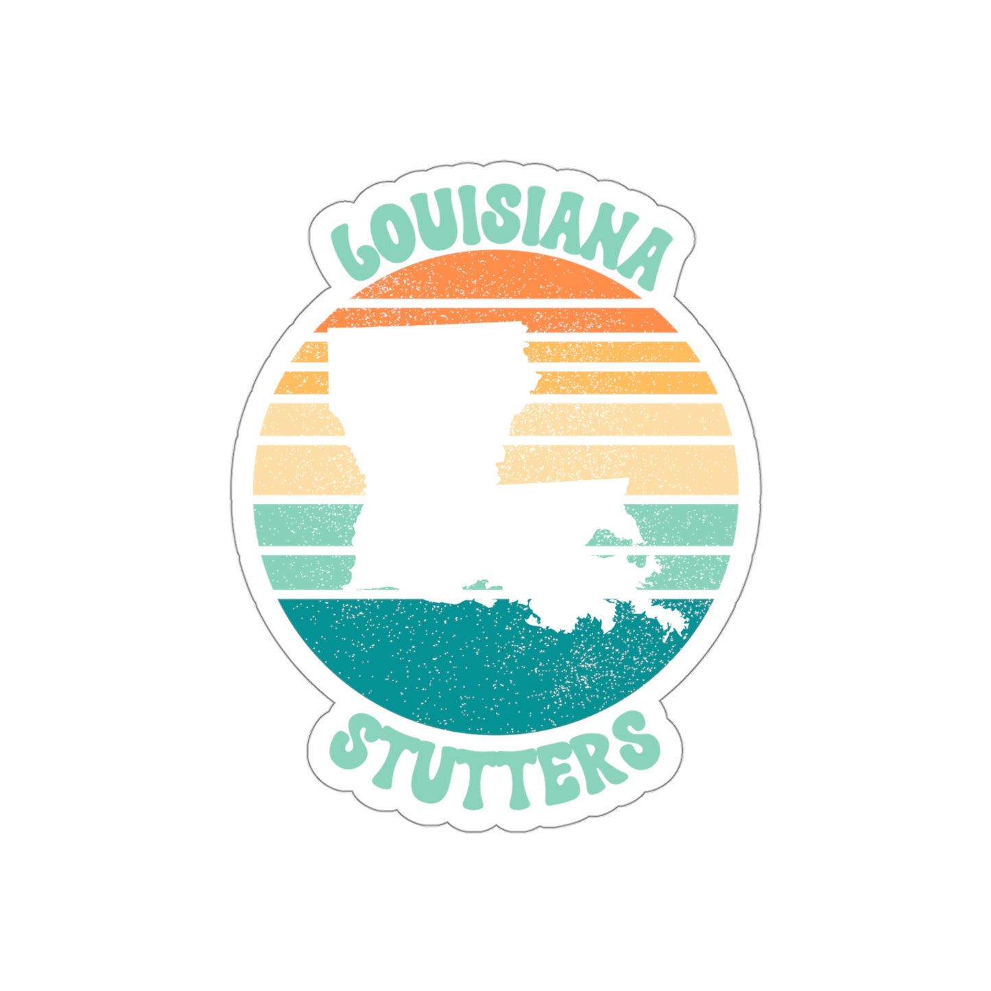 Louisiana Stutters Retro Sun Sticker, 3", 4", 5" or 6"