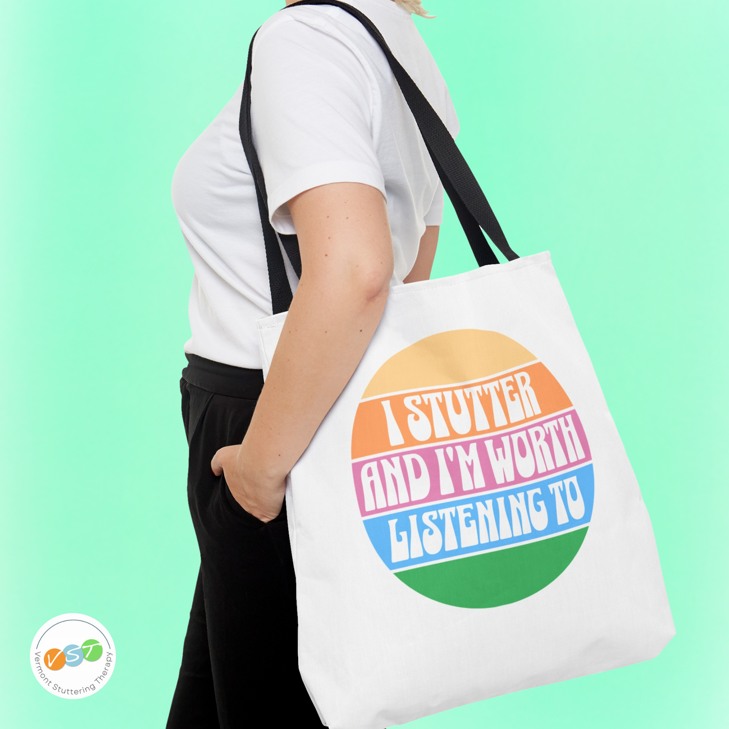 I Stutter and I'm Worth Listening To Tote Bag - Normalize Stuttering Challenge