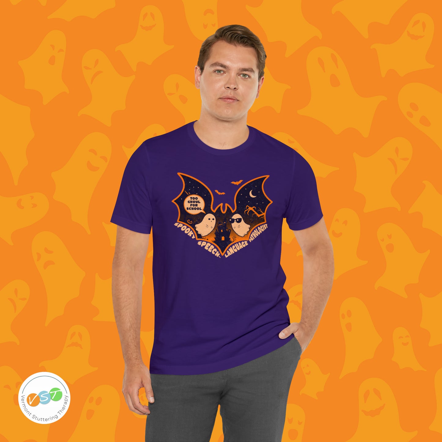 Too Ghoul for School Bat Halloween T-shirt for SLP