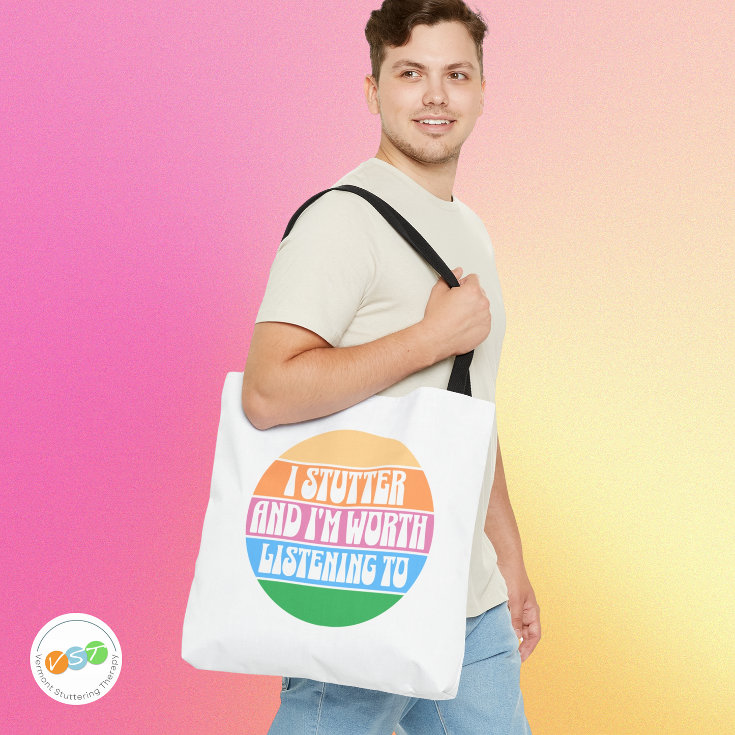 I Stutter and I'm Worth Listening To Tote Bag - Normalize Stuttering Challenge