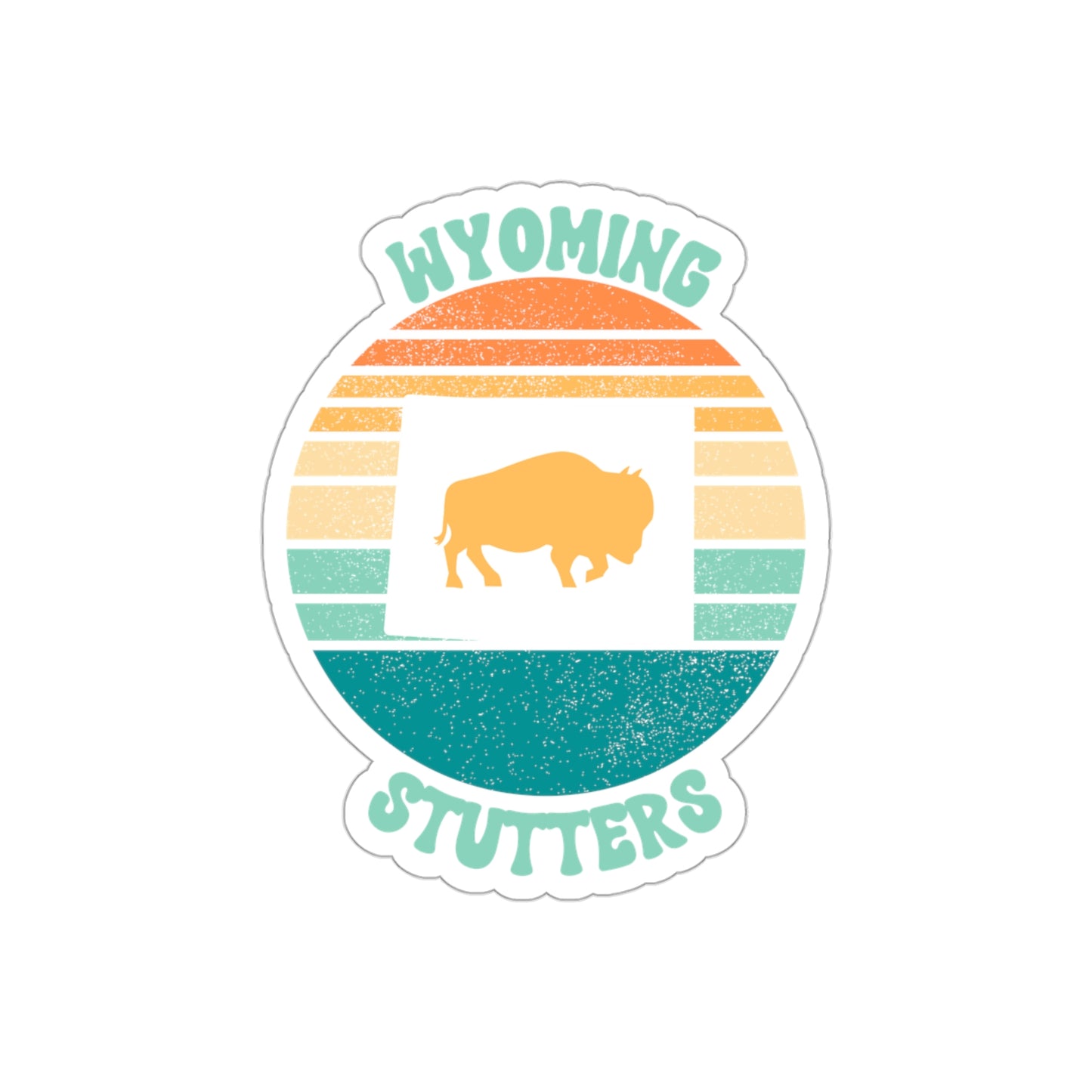 Wyoming Stutters Retro Sun Sticker, 3", 4", 5" or 6"