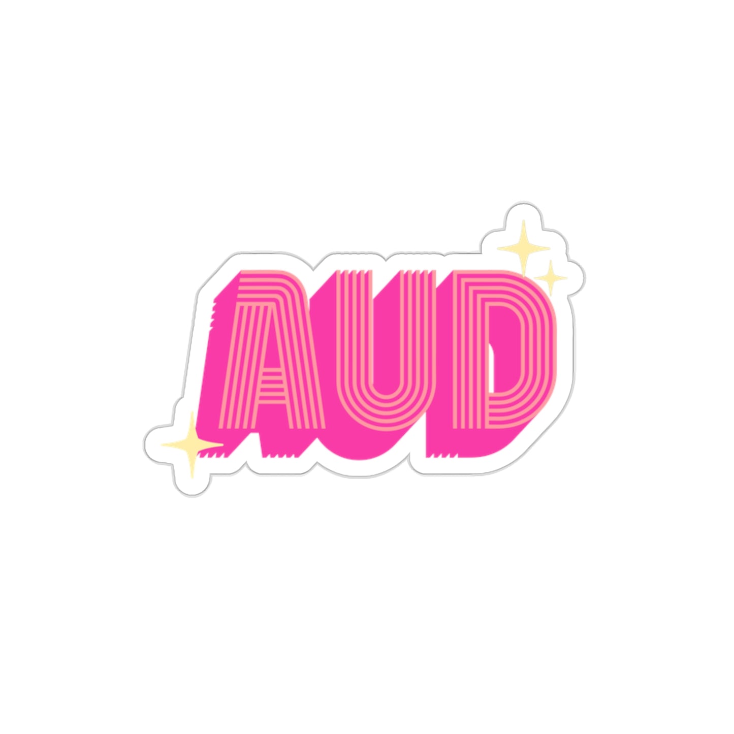 AUD Pink Retro Sticker for Audiologist, 2" 3" 4" or 5"
