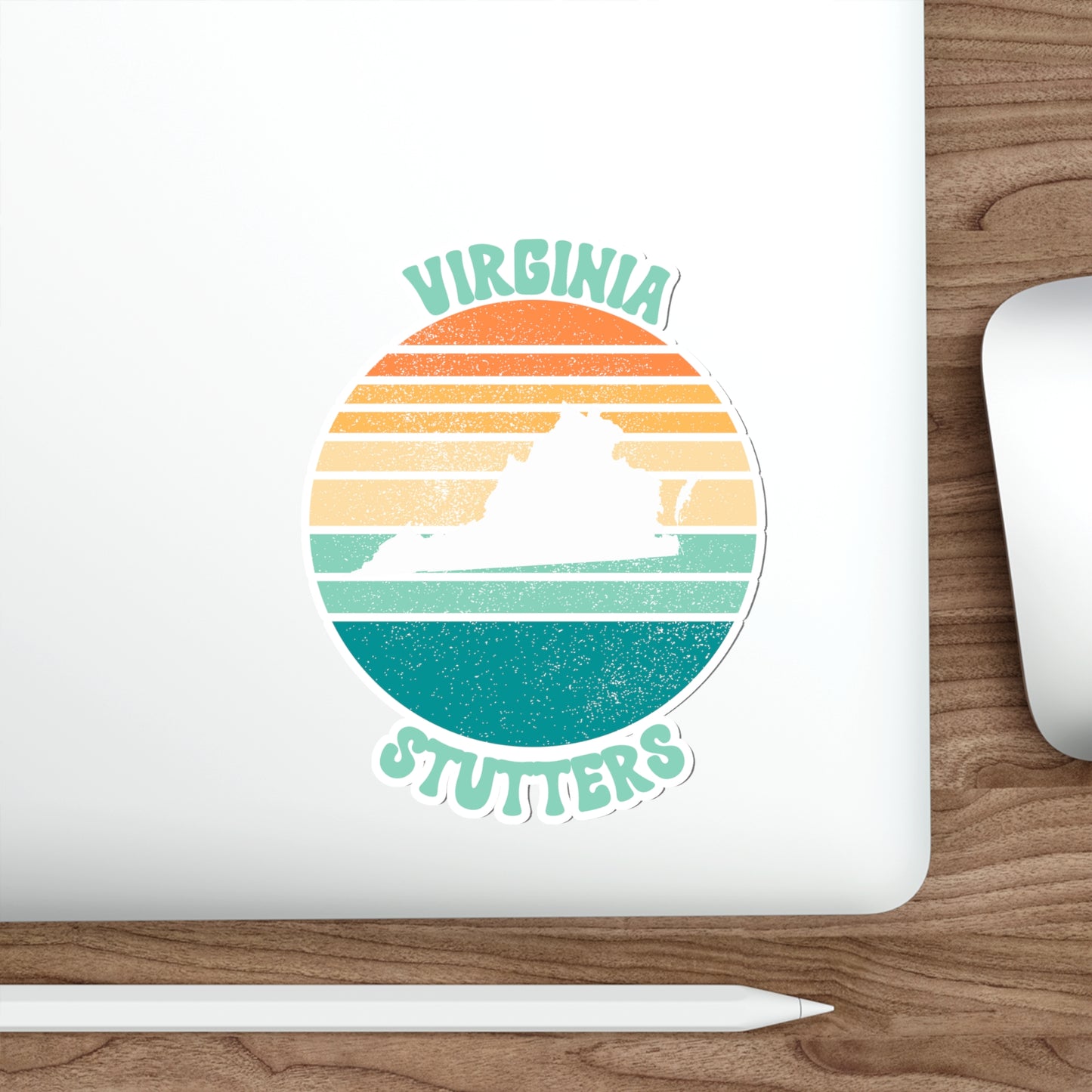 Virginia Stutters Retro Sun Sticker, 3", 4", 5" or 6"