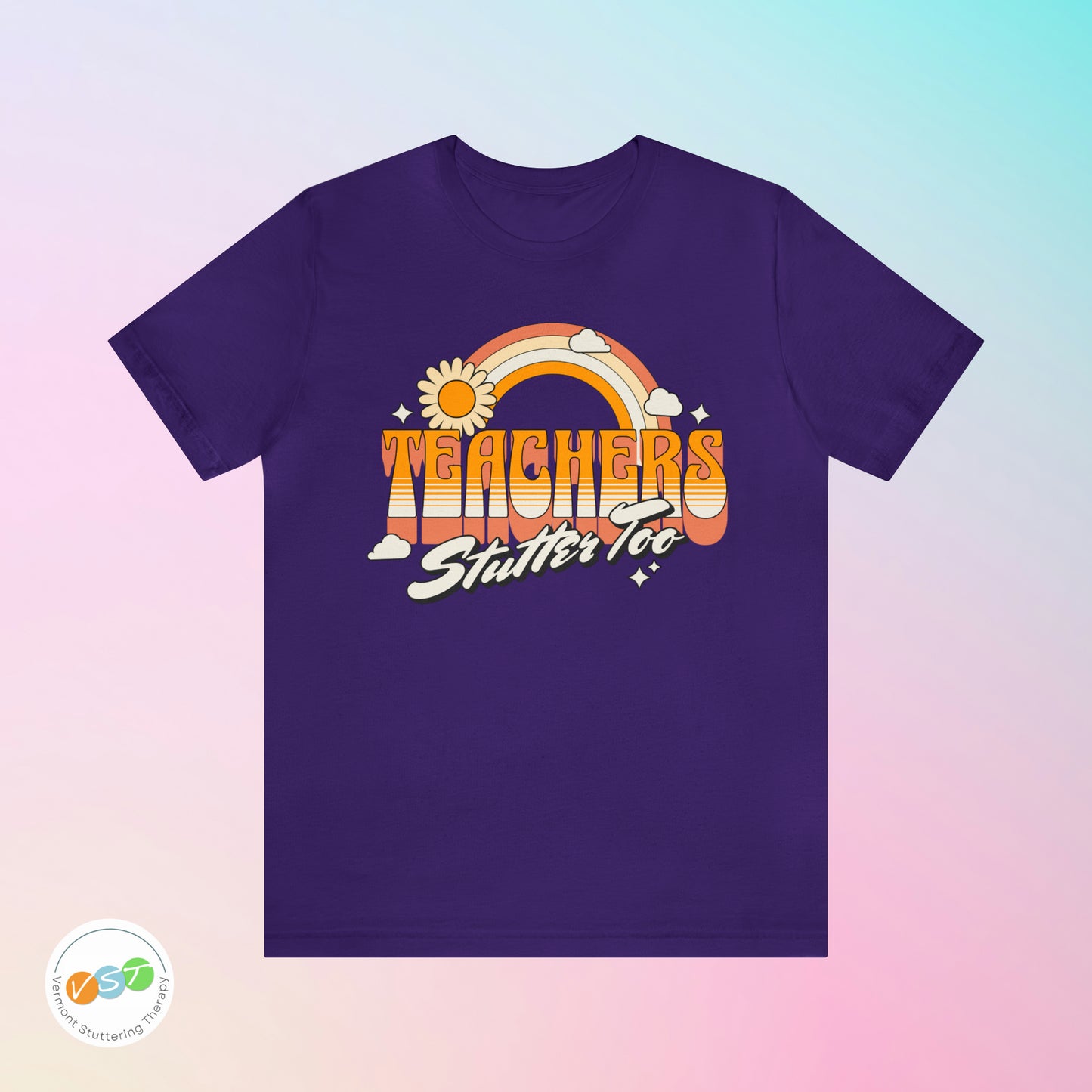 Teachers Stutter Too Retro Rainbow T-shirt