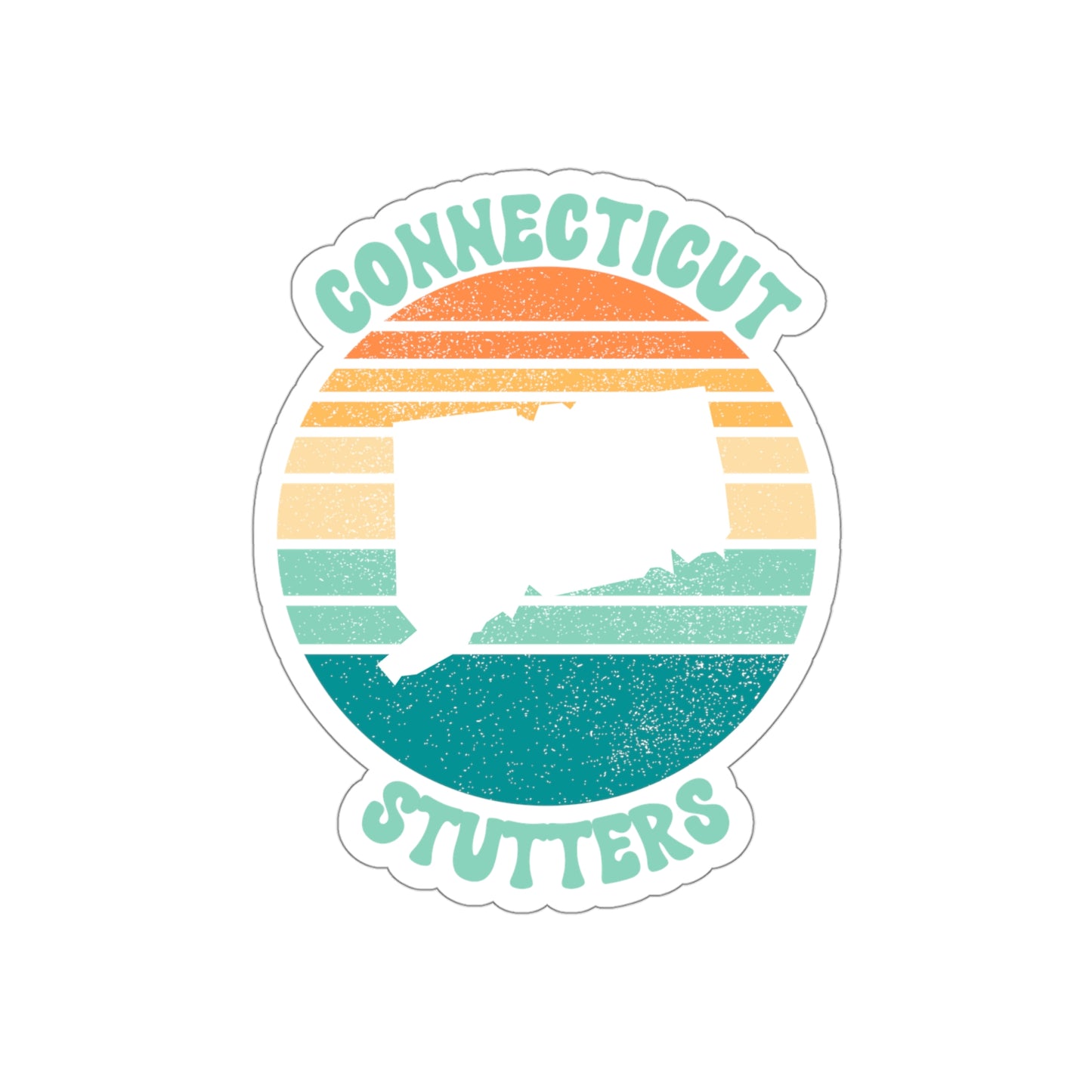 Connecticut Stutters Retro Sun Sticker, 3", 4", 5" or 6"