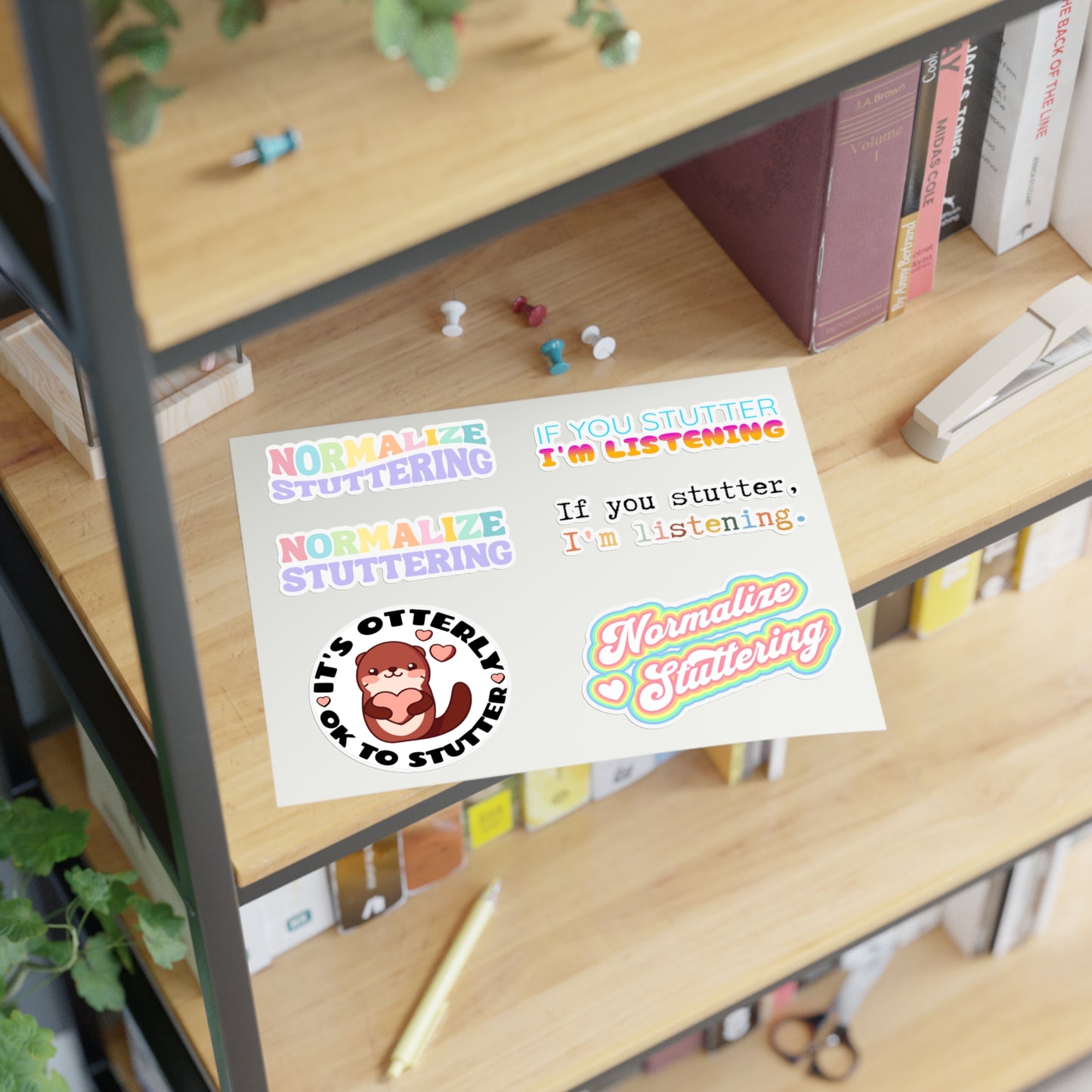 Six Normalize Stuttering Stickers on an 8.5 x 11" or 4 x 6" Sheet