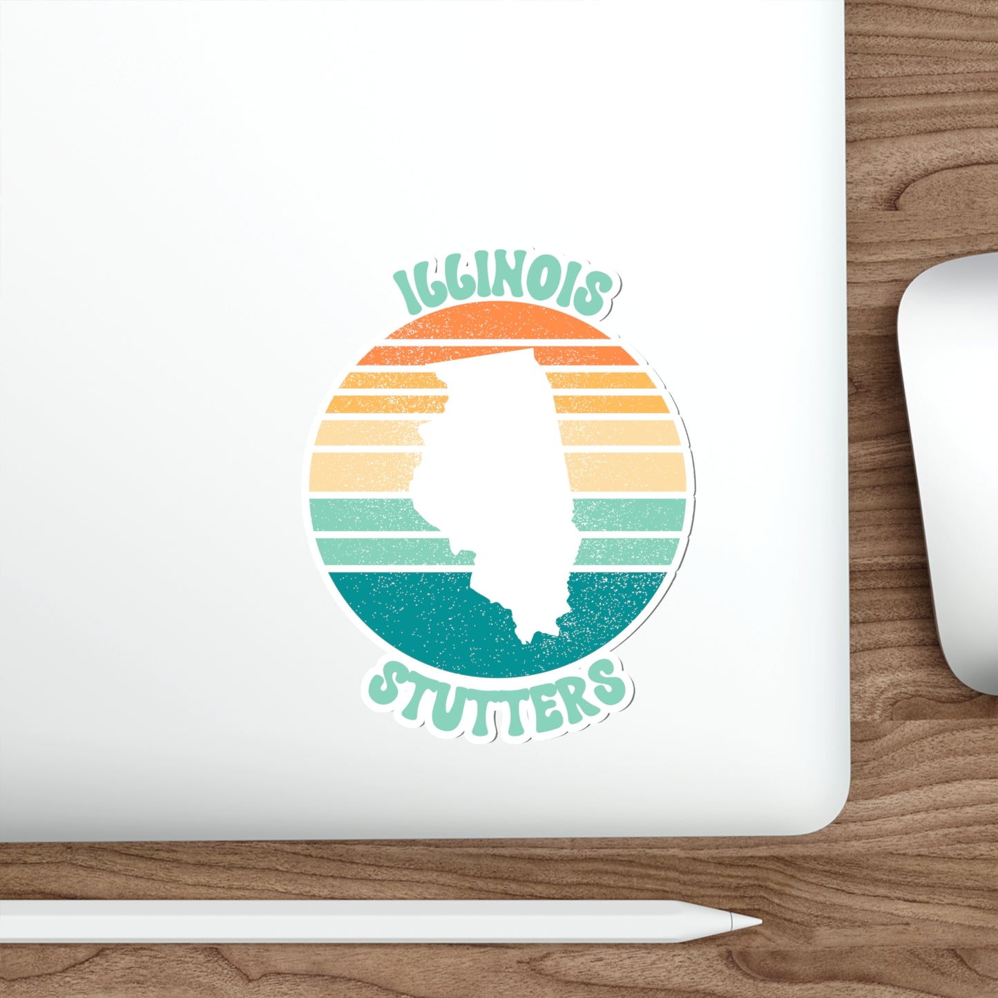 Illinois Stutters Retro Sun Sticker, 3", 4", 5" or 6"