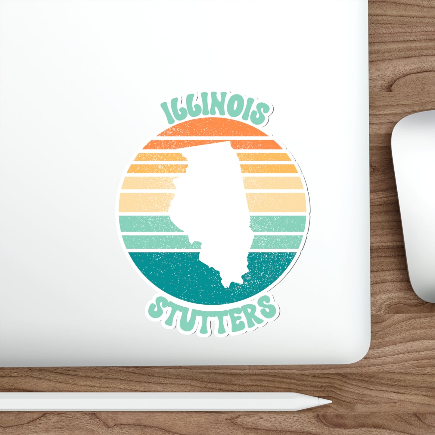 Illinois Stutters Retro Sun Sticker, 3", 4", 5" or 6"