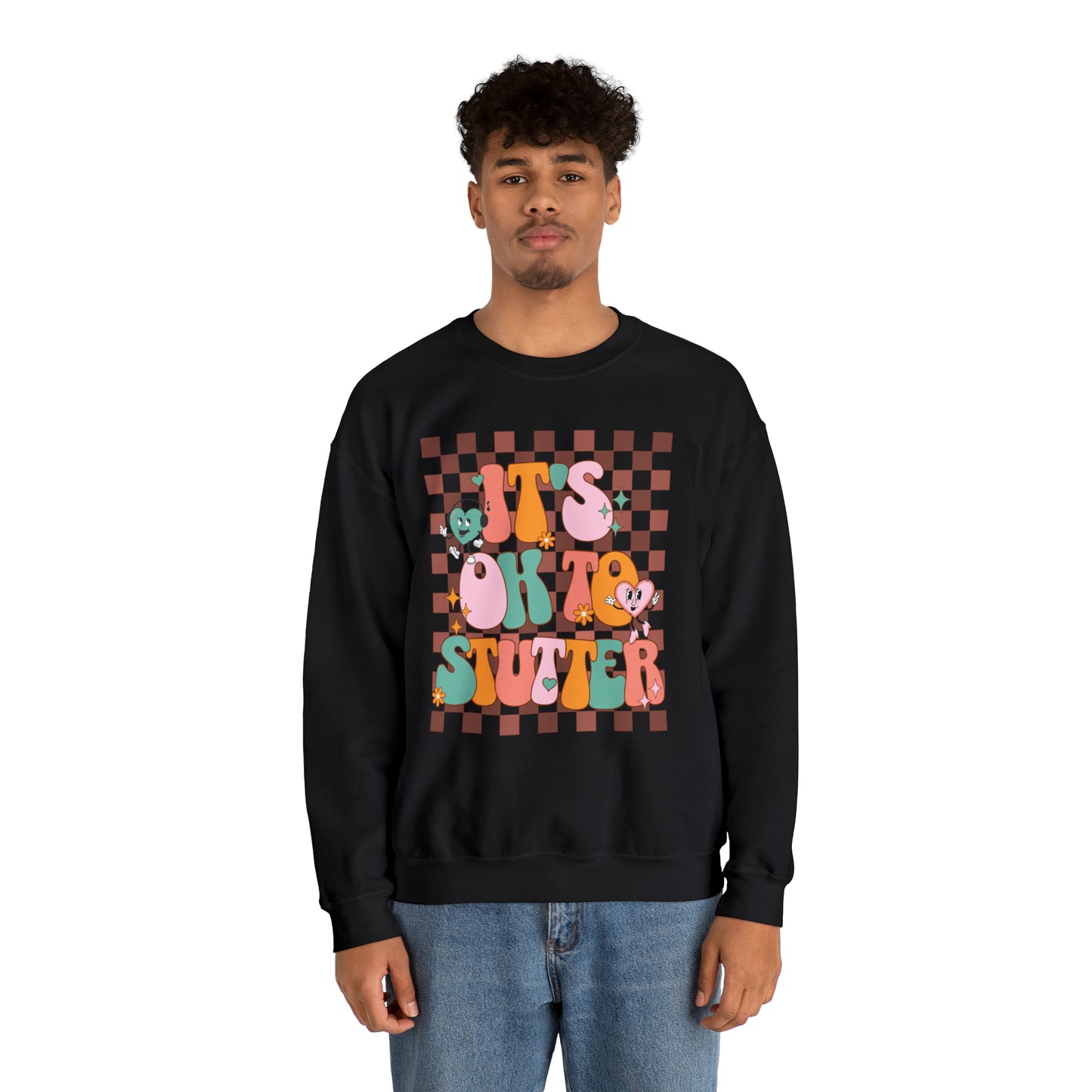 It's OK to Stutter Groovy Bubble Text Sweatshirt