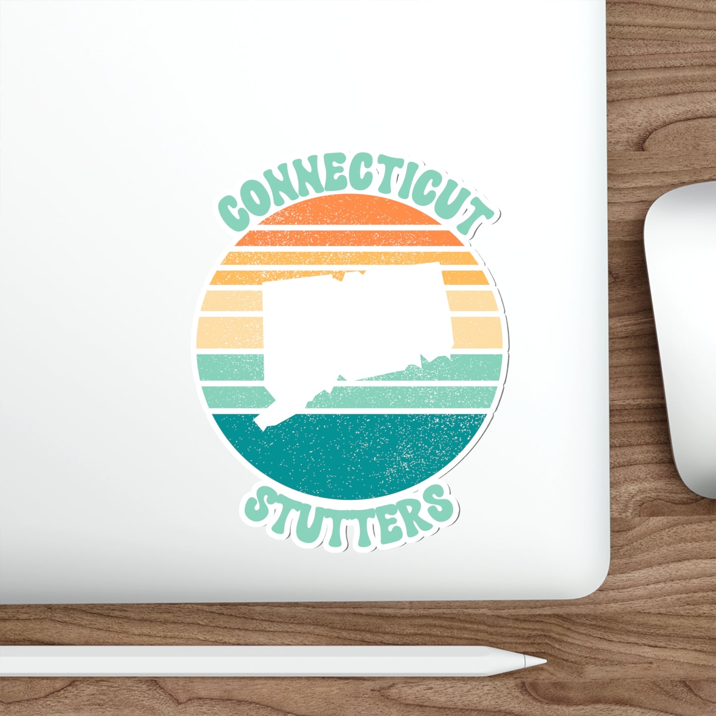 Connecticut Stutters Retro Sun Sticker, 3", 4", 5" or 6"