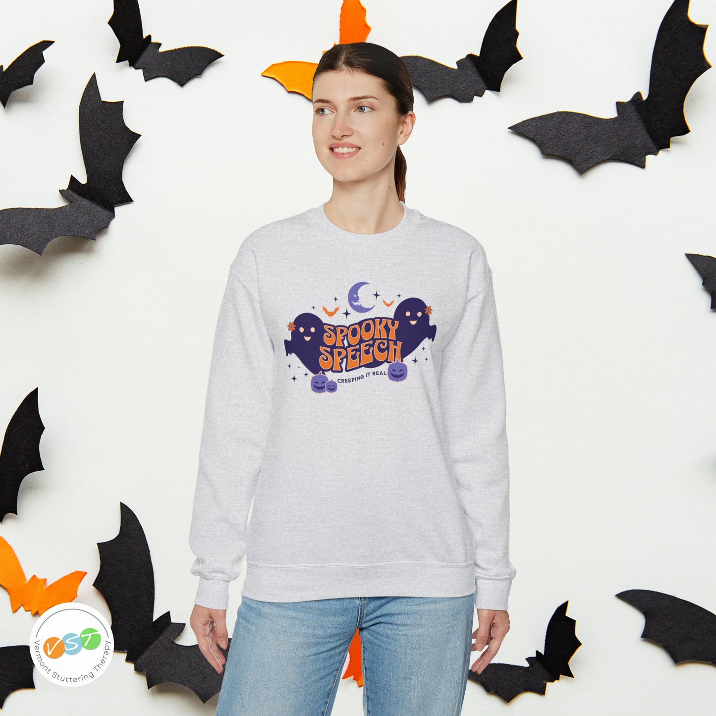 SLP Spooky Speech Creeping It Real Halloween Sweatshirt